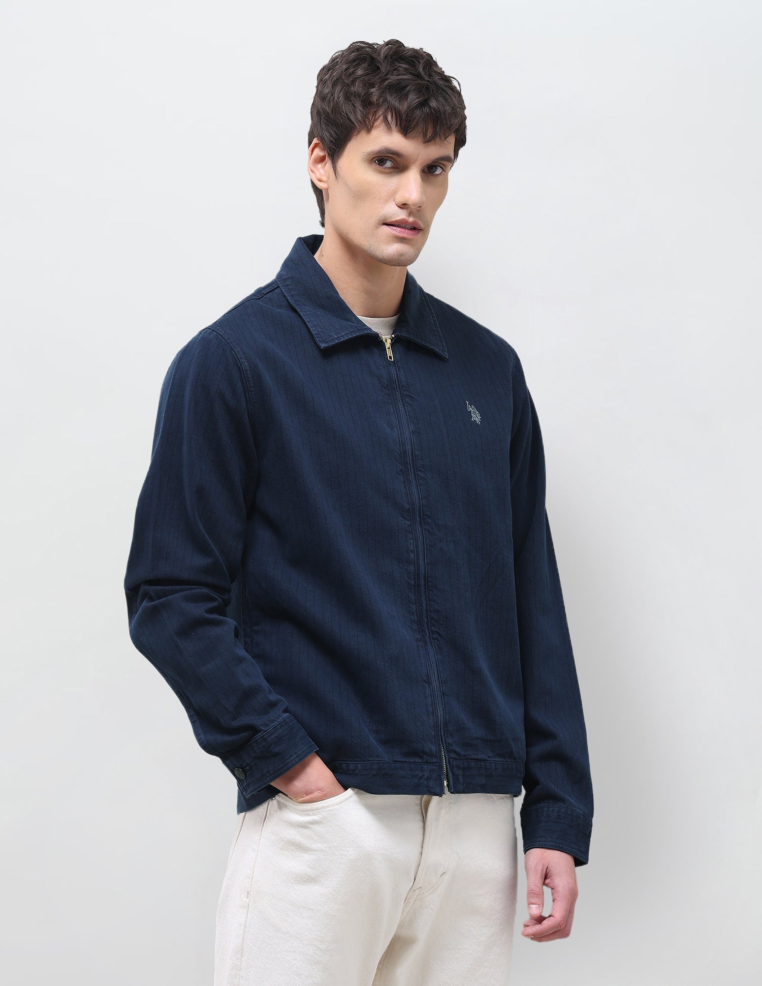 Vertical striped Regular Fit Shacket Blue - U.S. Polo Assn. India | Large