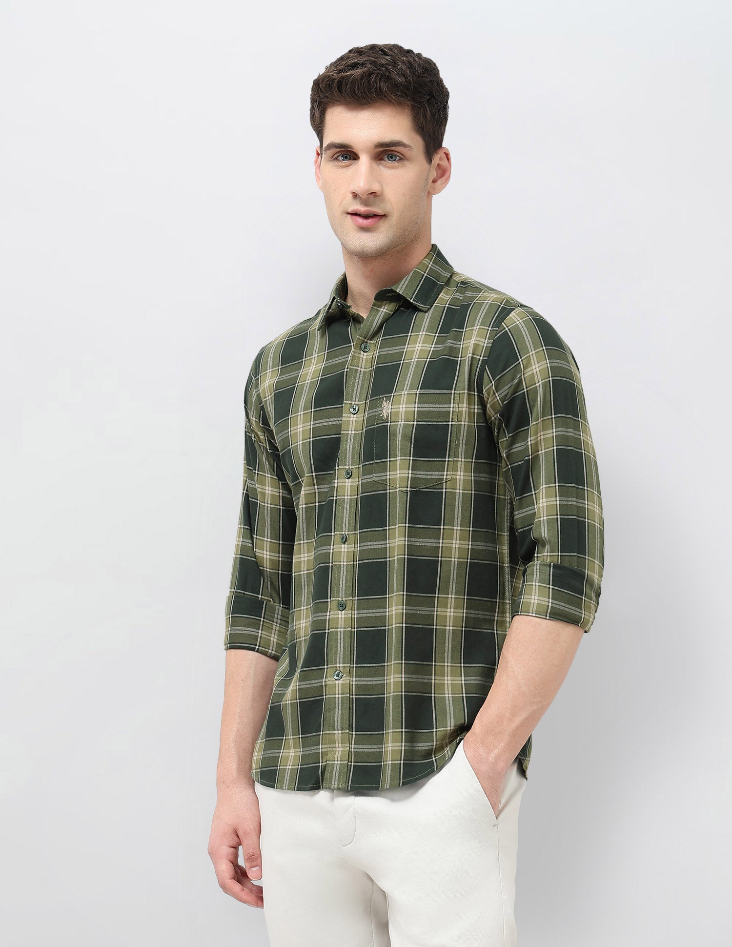 Twill Tailored Fit Shirt Olive - U.S. POLO ASSN. | Large