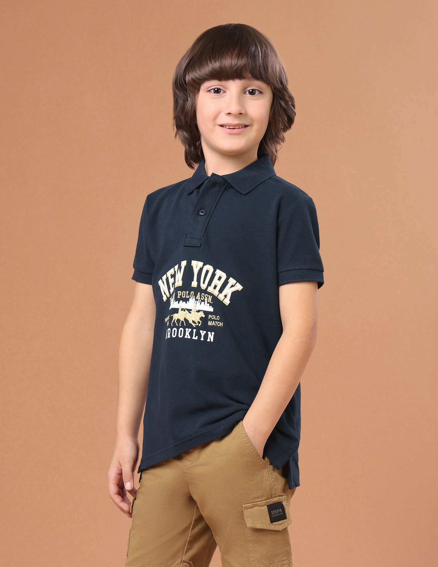 Brand Typographic Regular Fit Polo Shirt Navy - U.S. Polo Assn. India | Large