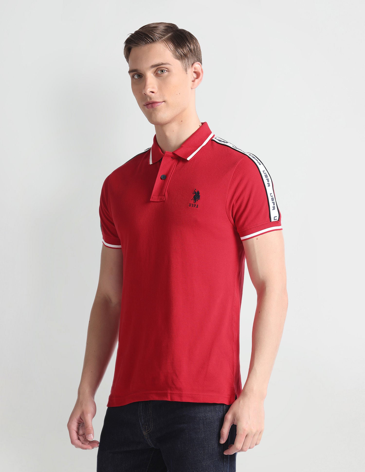 Brand Tape Cotton Polo Shirt Red - U.S. Polo Assn. India | Large