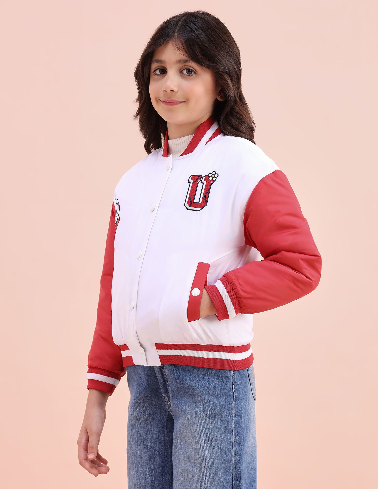 Colourblocked Regular Fit Varsity Jacket White - U.S. POLO ASSN. | Large