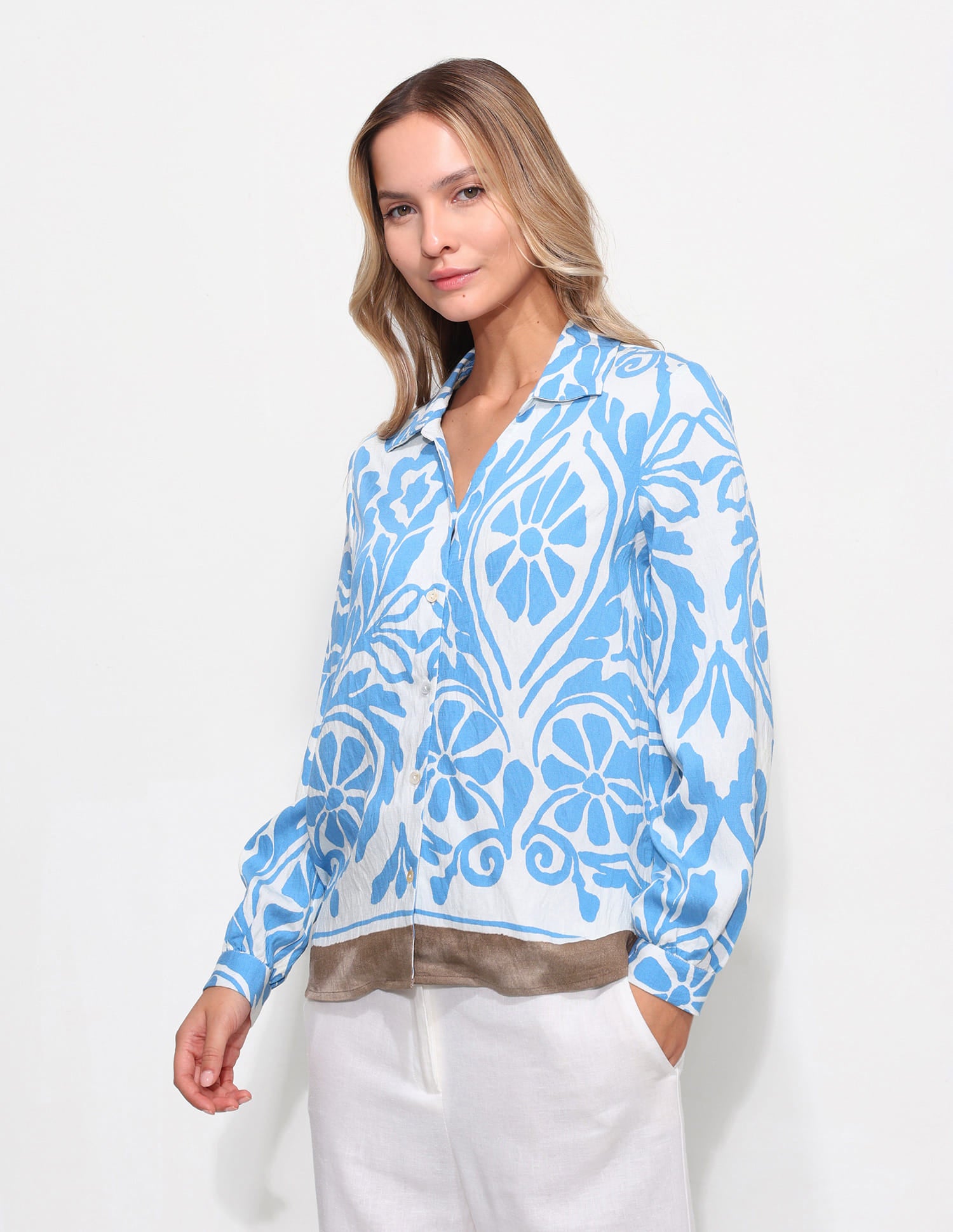 Floral Printed Regular Fit Shirt Blue - U.S. Polo Assn. India | Large