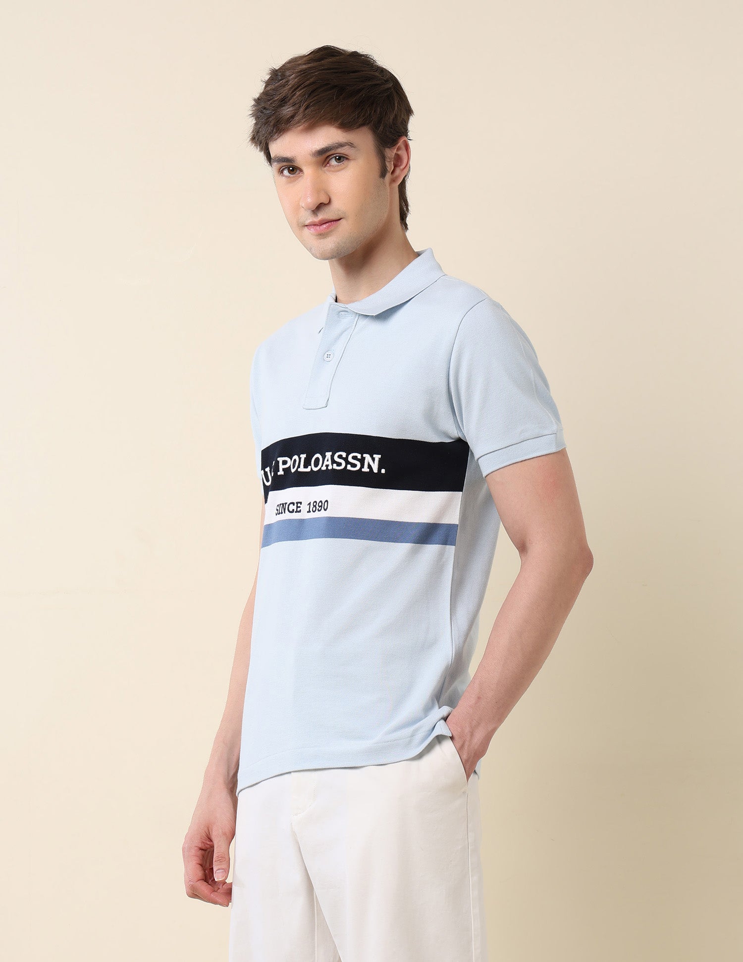 Brand Embroidered Classic Polo Shirt Light Blue - U.S. POLO ASSN. | Large