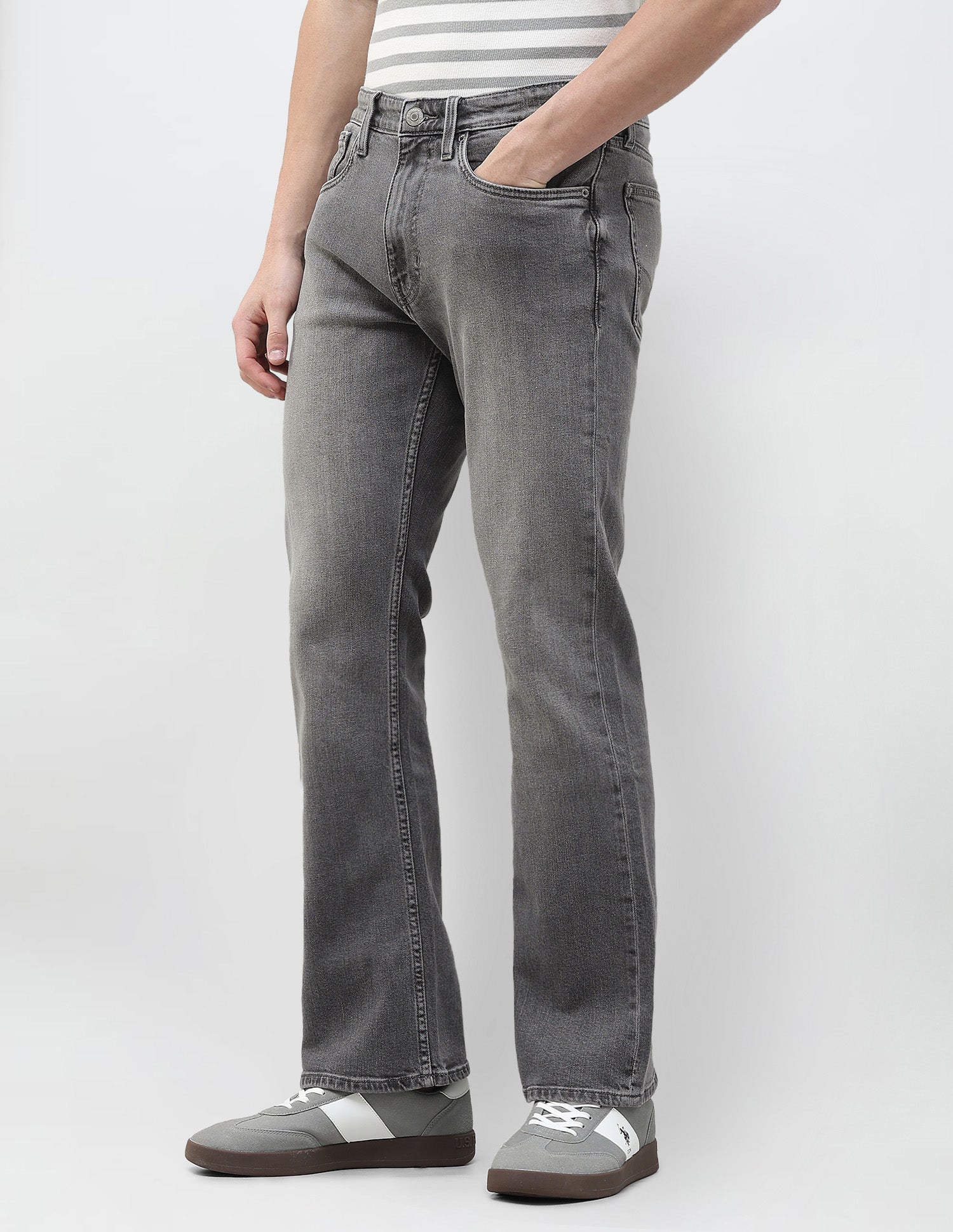 Connor Bootcut Fit Grey Jeans Grey - U.S. Polo Assn. India | Large