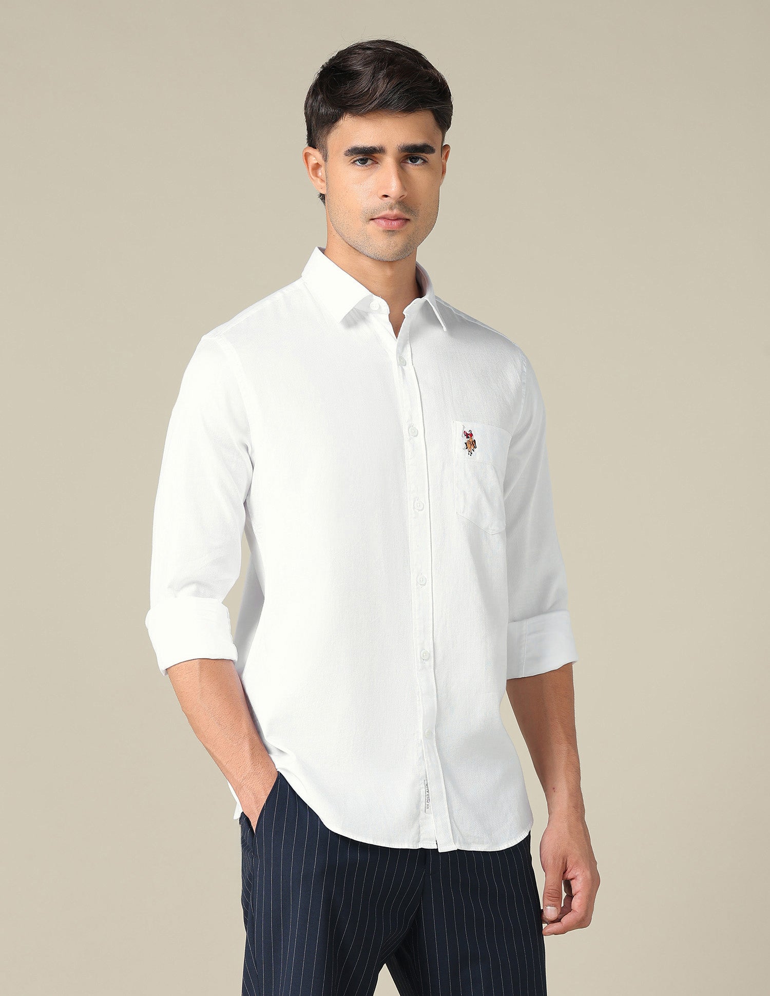 Tailored Fit Dobby Shirt White - U.S. POLO ASSN. | Large