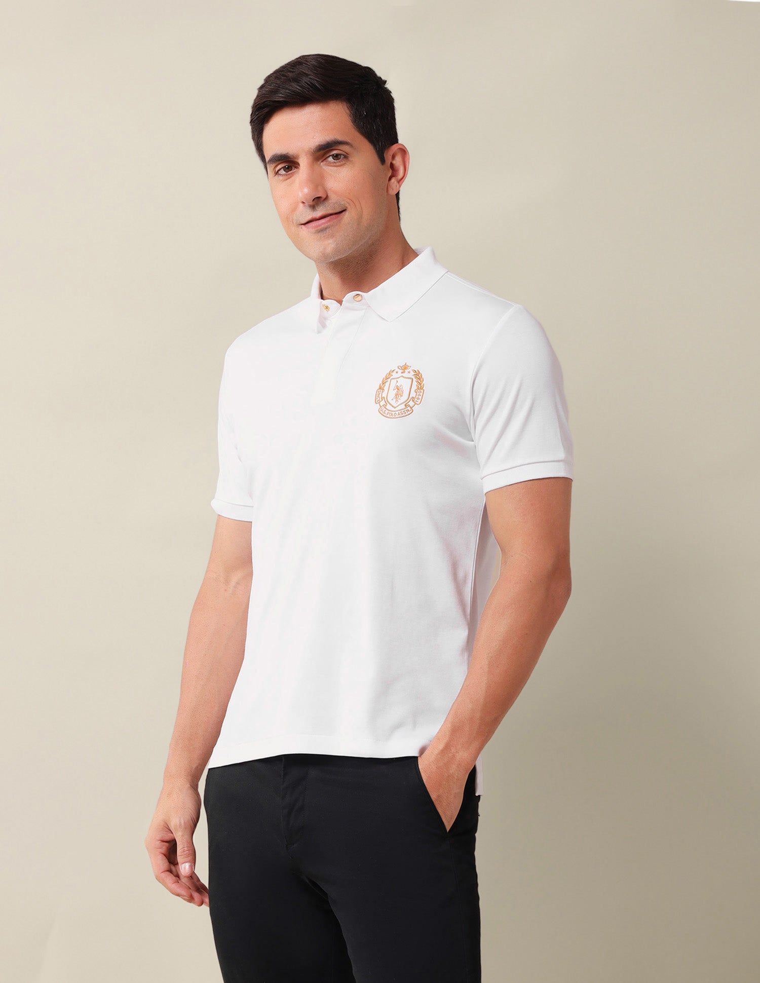Solid Slim Fit Polo Shirt White - U.S. Polo Assn. India | Large
