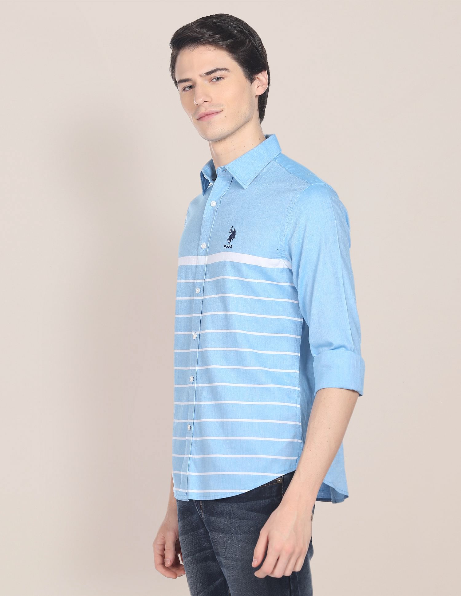 Dobby Horizontal Stripe Casual Shirt – U.S. Polo Assn. India