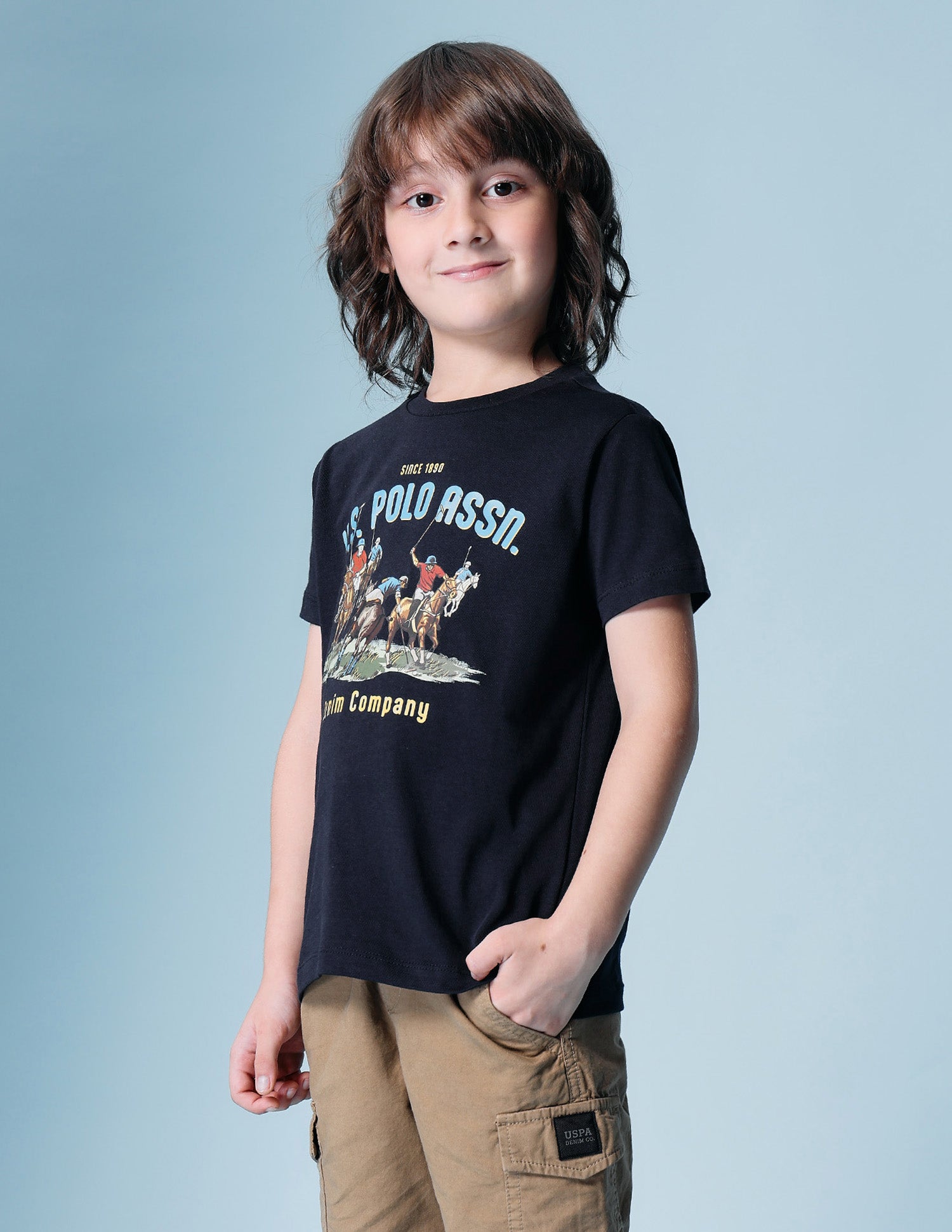 Boys Brand Printed Regular Fit T-Shirt Olive - U.S. POLO ASSN. | Large