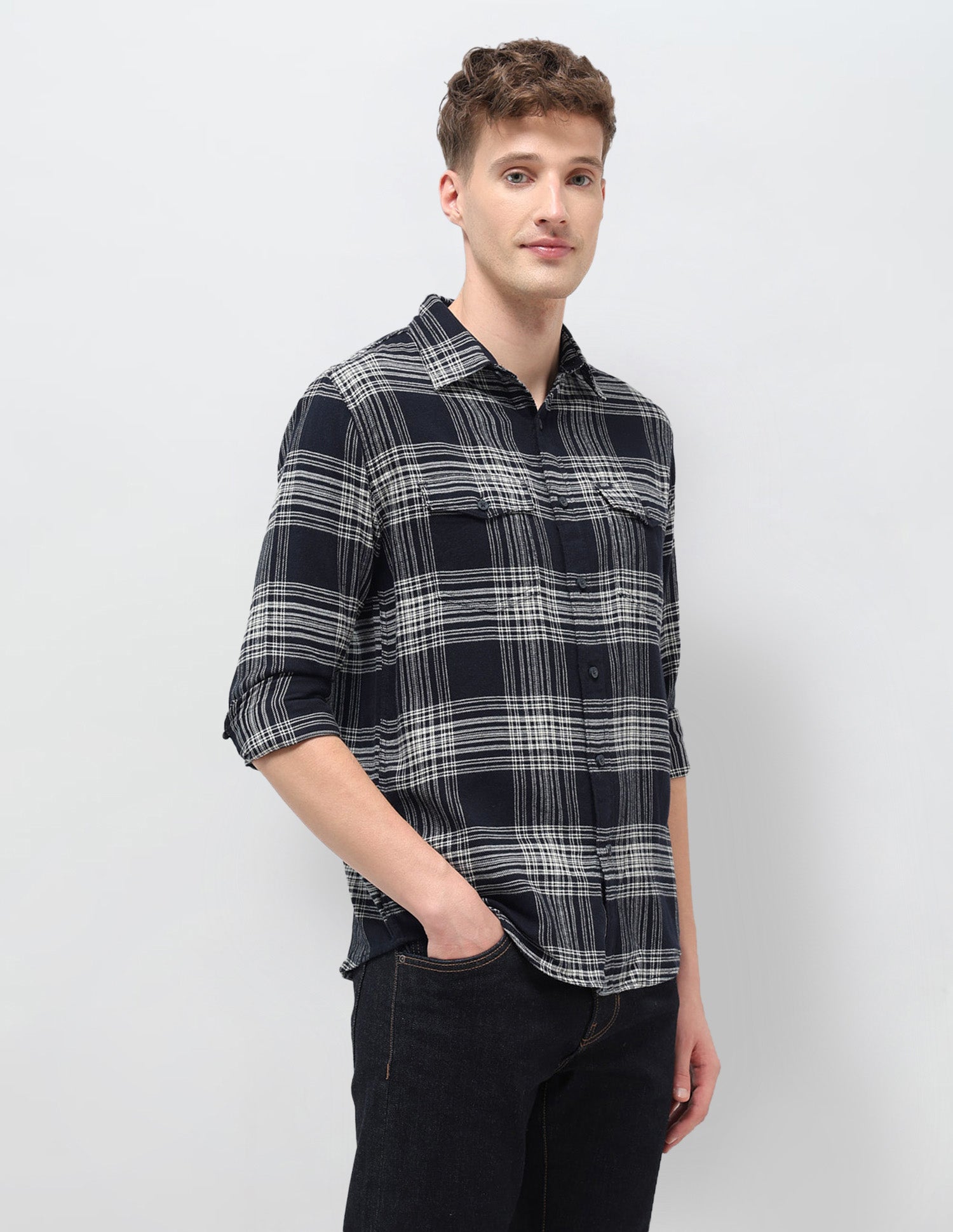 Tartan Checked Slim Fit Shirt Navy - U.S. POLO ASSN. | Large