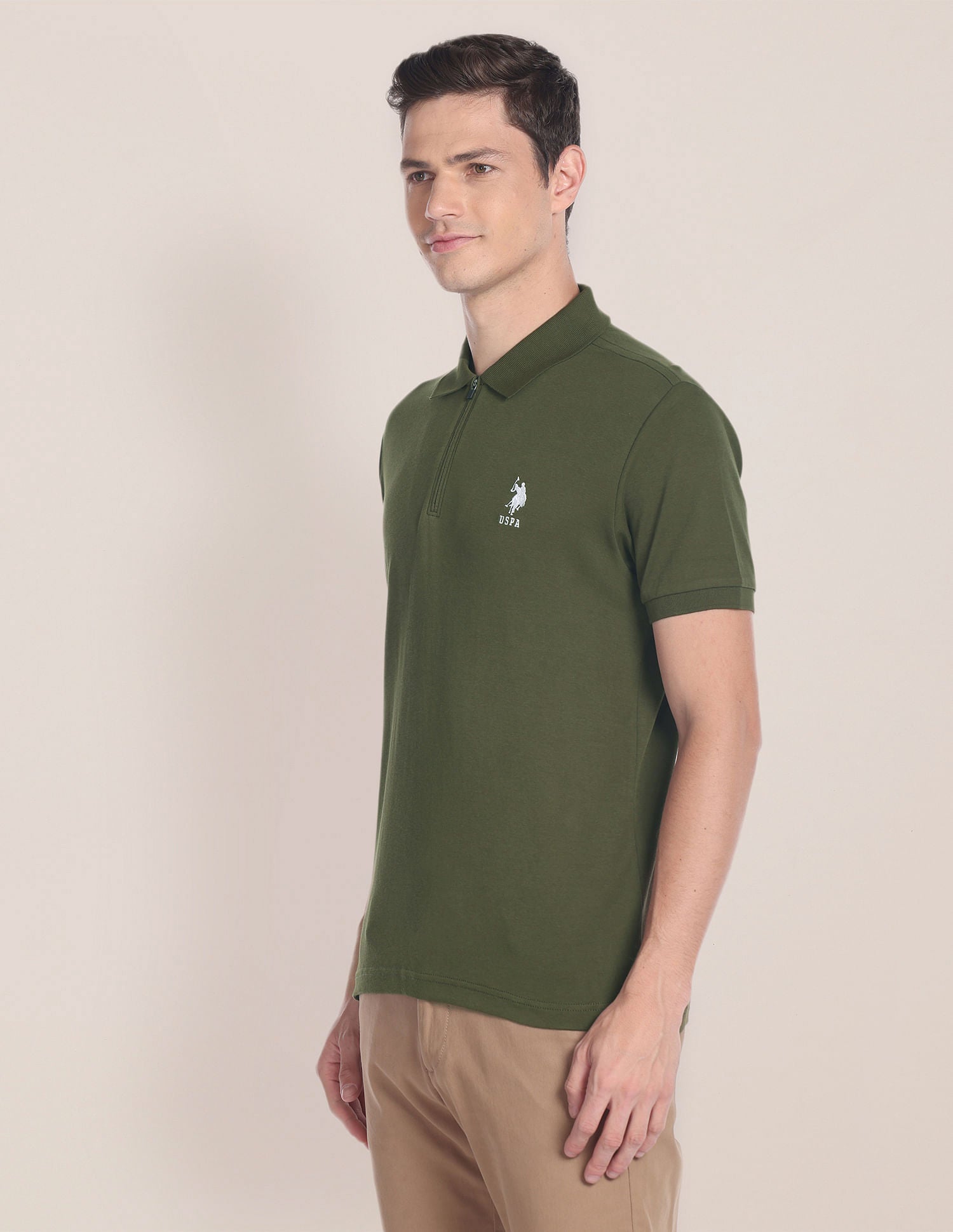 Solid Slim Fit Polo Shirt Olive - U.S. POLO ASSN. | Large