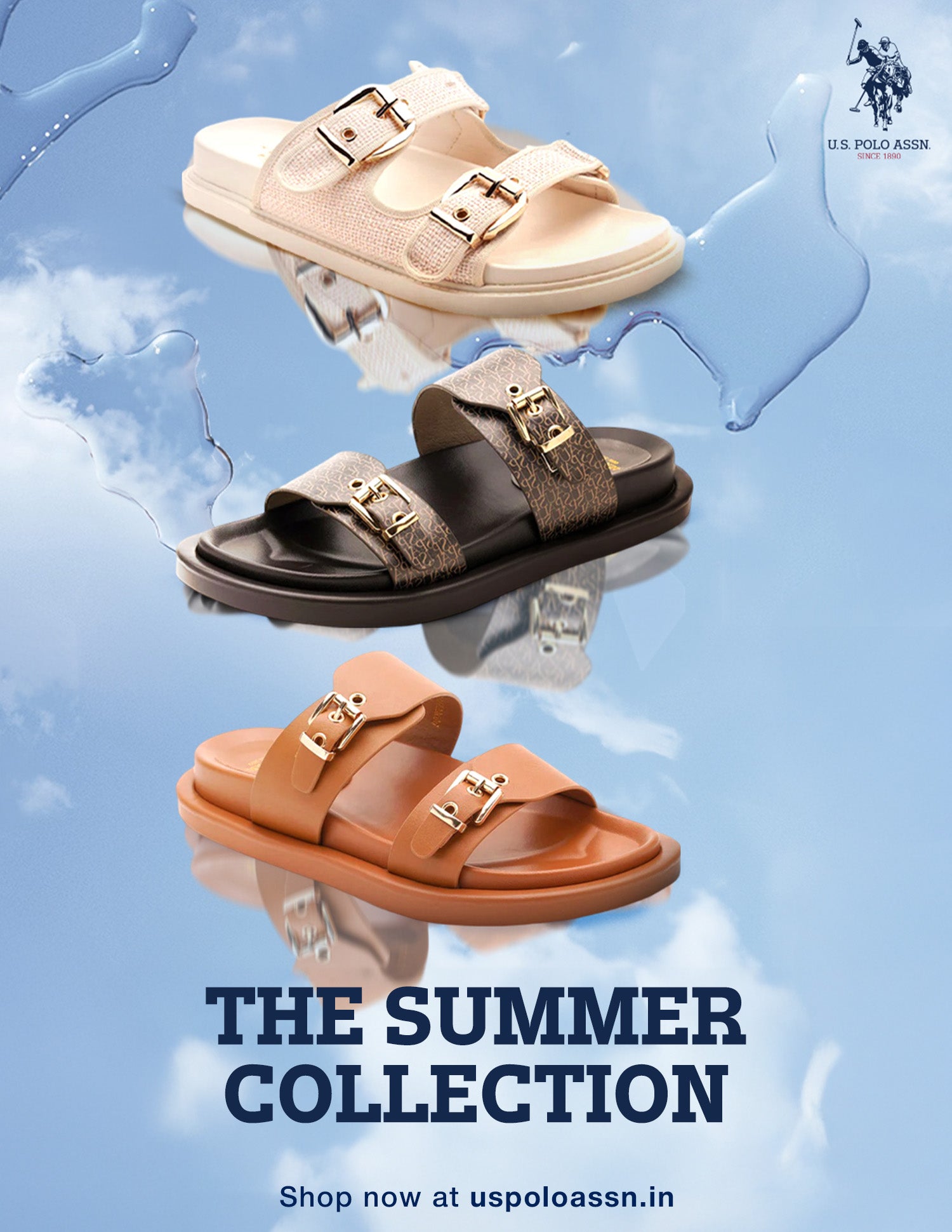 Open Toe Buckle Detail Maria Sandals White - U.S. Polo Assn. India | Large