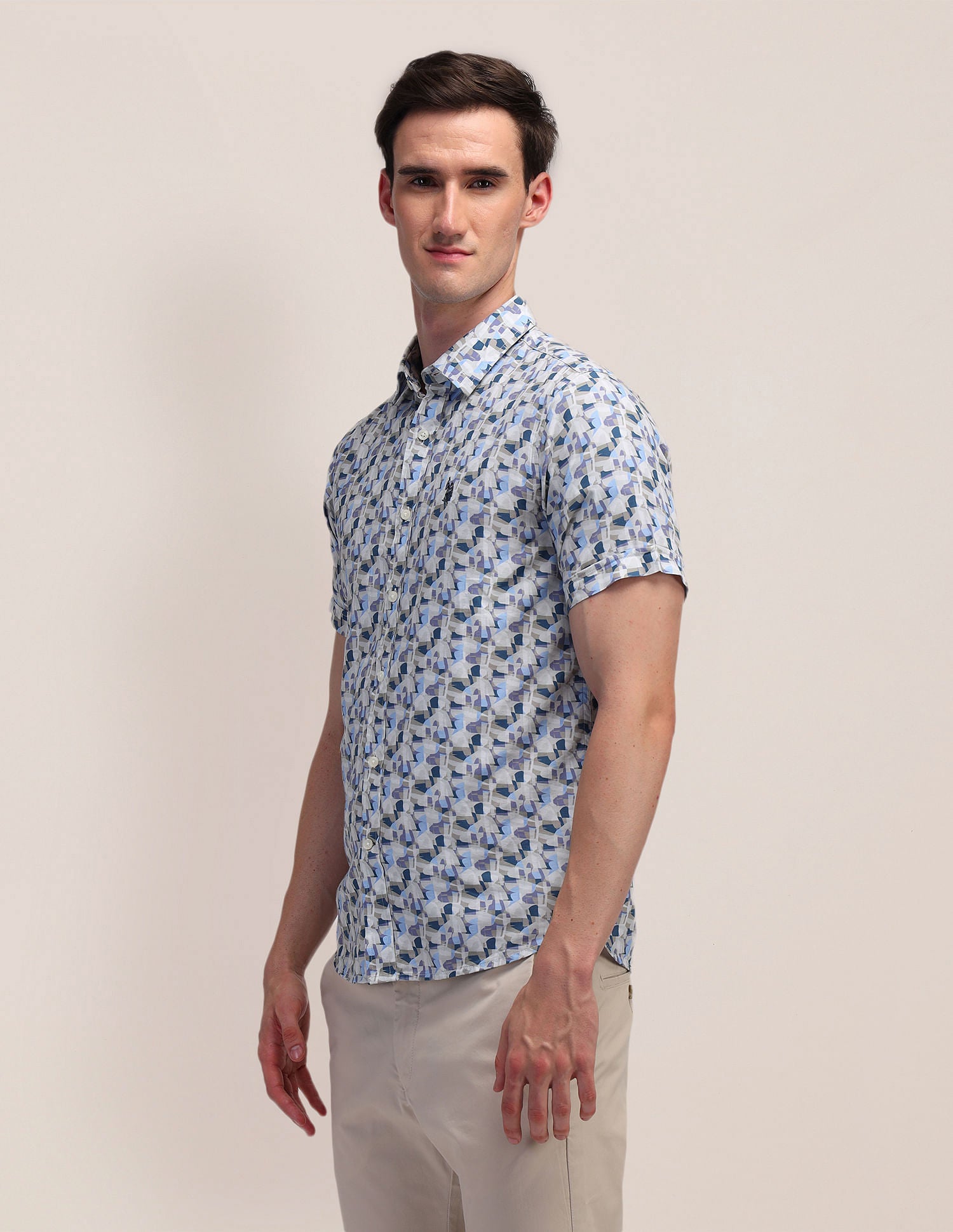 Dobby Weave Regular Fit Shirt Blue - U.S. Polo Assn. India | Large