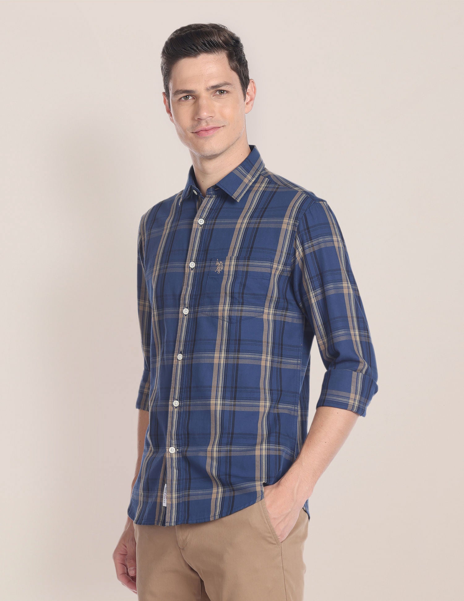 Tartan Check Twill Shirt Blue - U.S. Polo Assn. India | Large