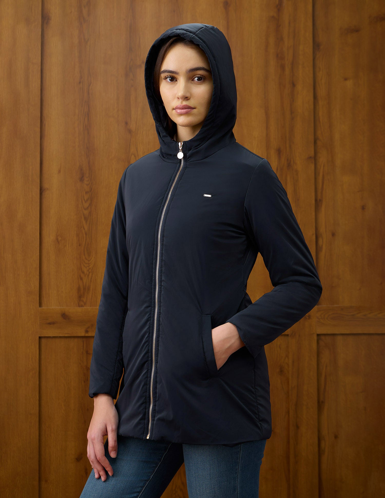 Solid Regular Fit Hooded Jacket Blue - U.S. POLO ASSN. | Large