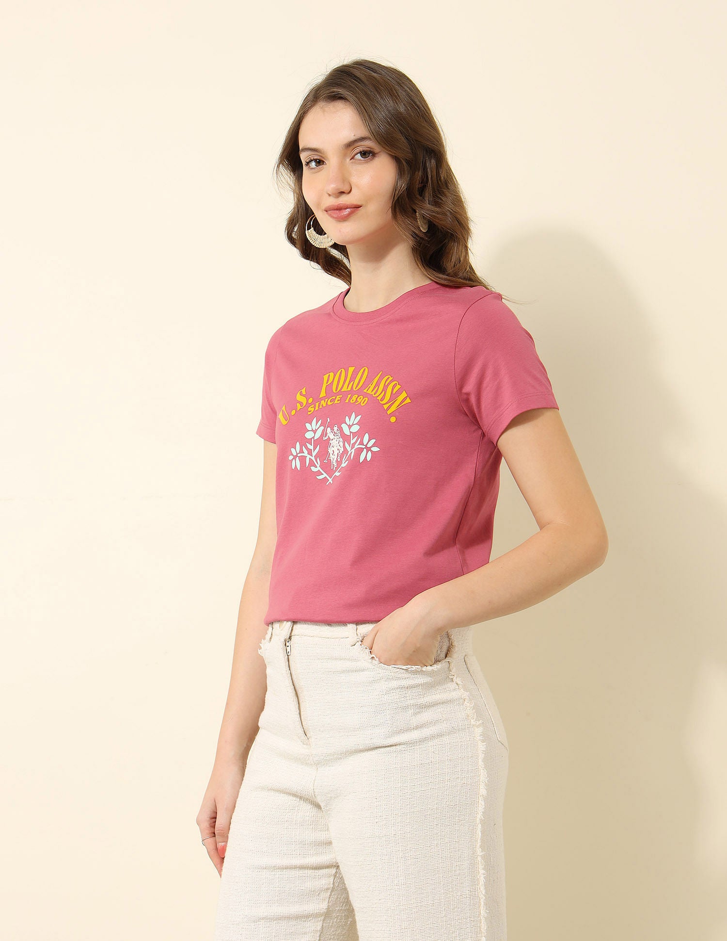 Regular Fit Brand Printed T-Shirt Pink - U.S. POLO ASSN. | Large