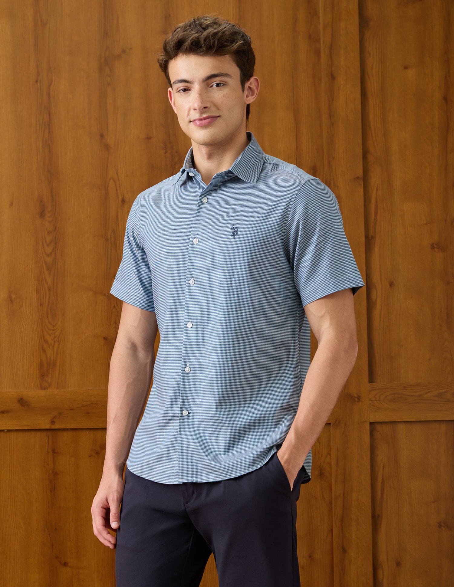 Textured Twill Shirt Blue - U.S. Polo Assn. India | Large
