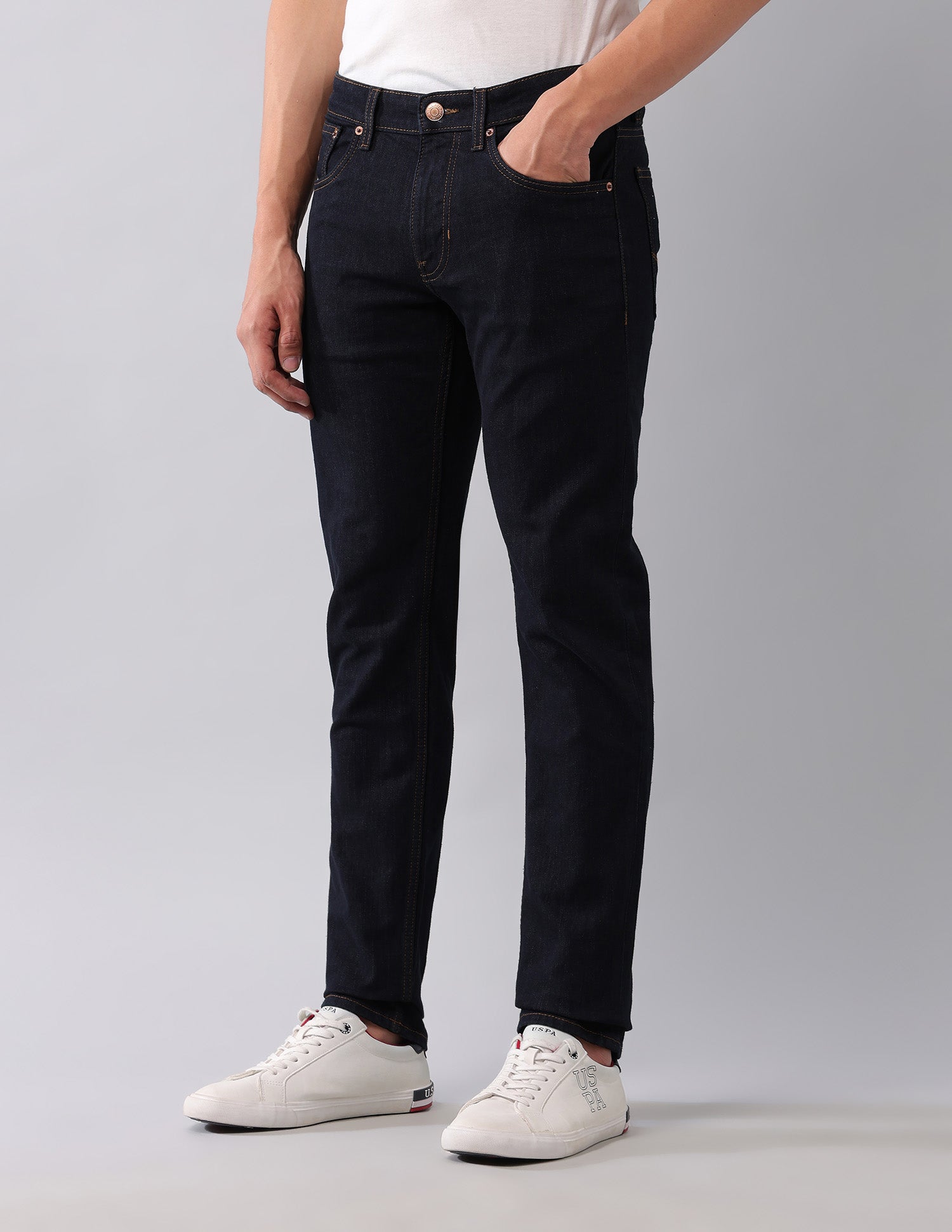 Brandon Slim Tapered Fit Blue Vintage Jeans Dark Wash - U.S. Polo Assn. India | Large