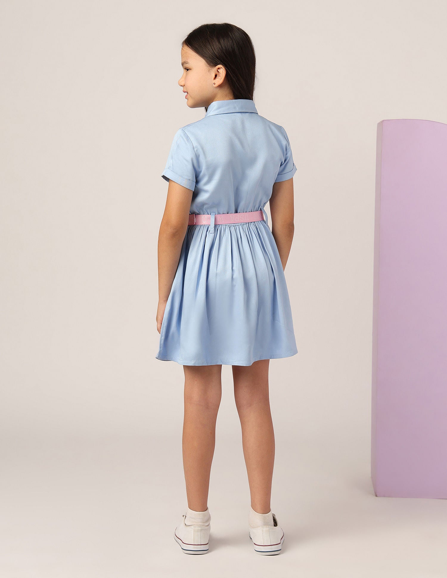 Girls Solid Shirt Dress Light Blue - U.S. POLO ASSN. | Large