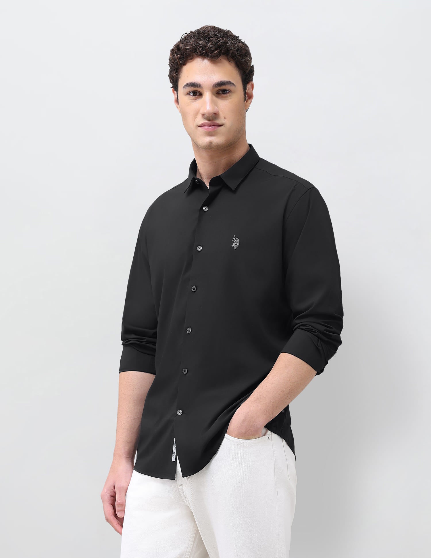 Solid Regular Fit Shirt Blue - U.S. Polo Assn. India | Large