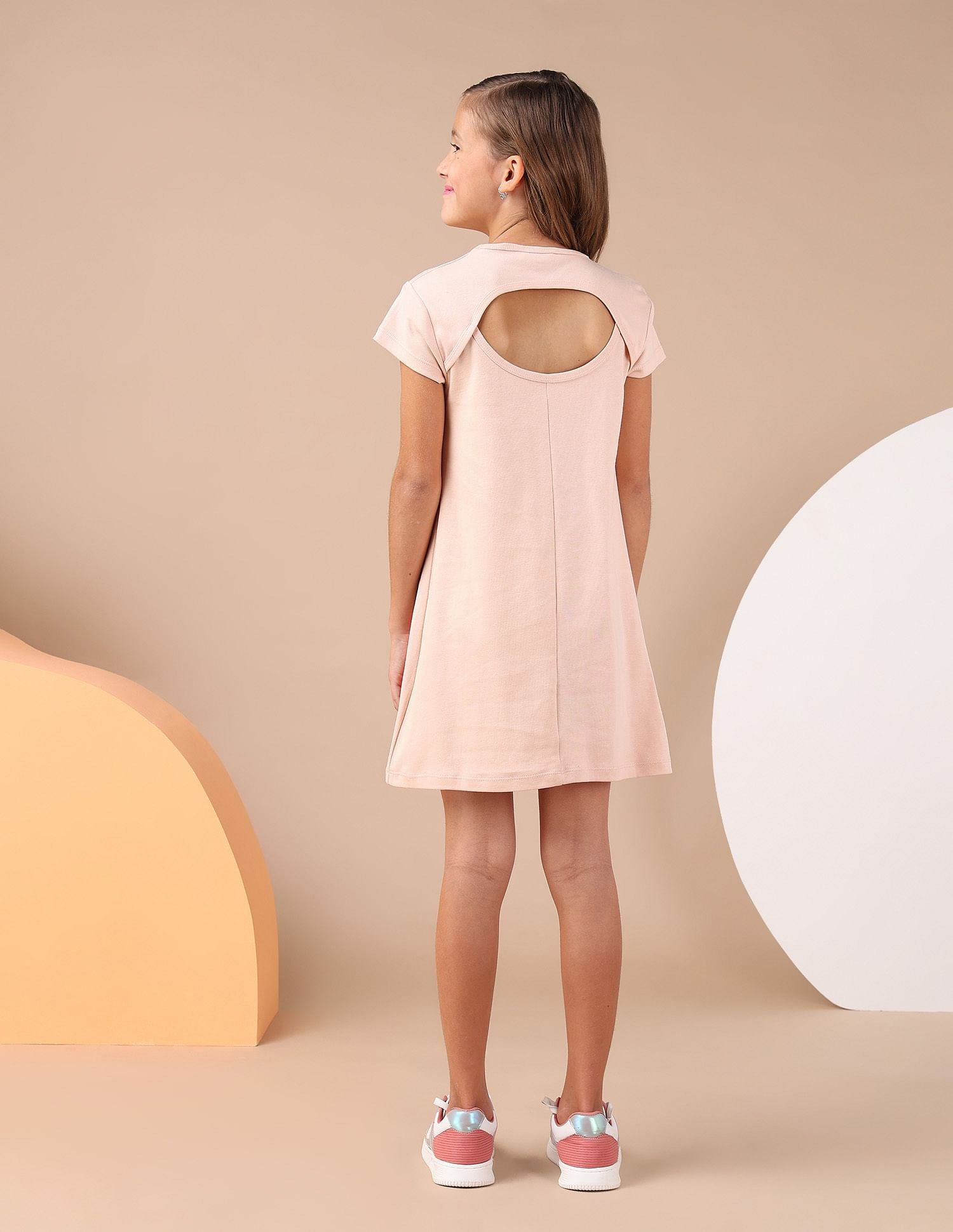 Girls Brand Printed A Line Dress Beige - U.S. POLO ASSN. | Large