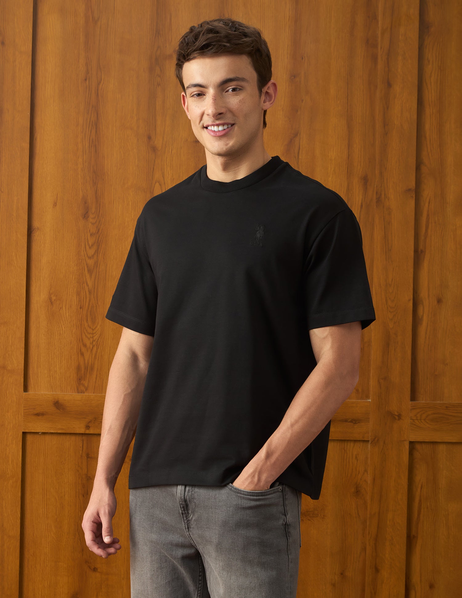Solid Relaxed Fit T-Shirt Black - U.S. Polo Assn. India | Large