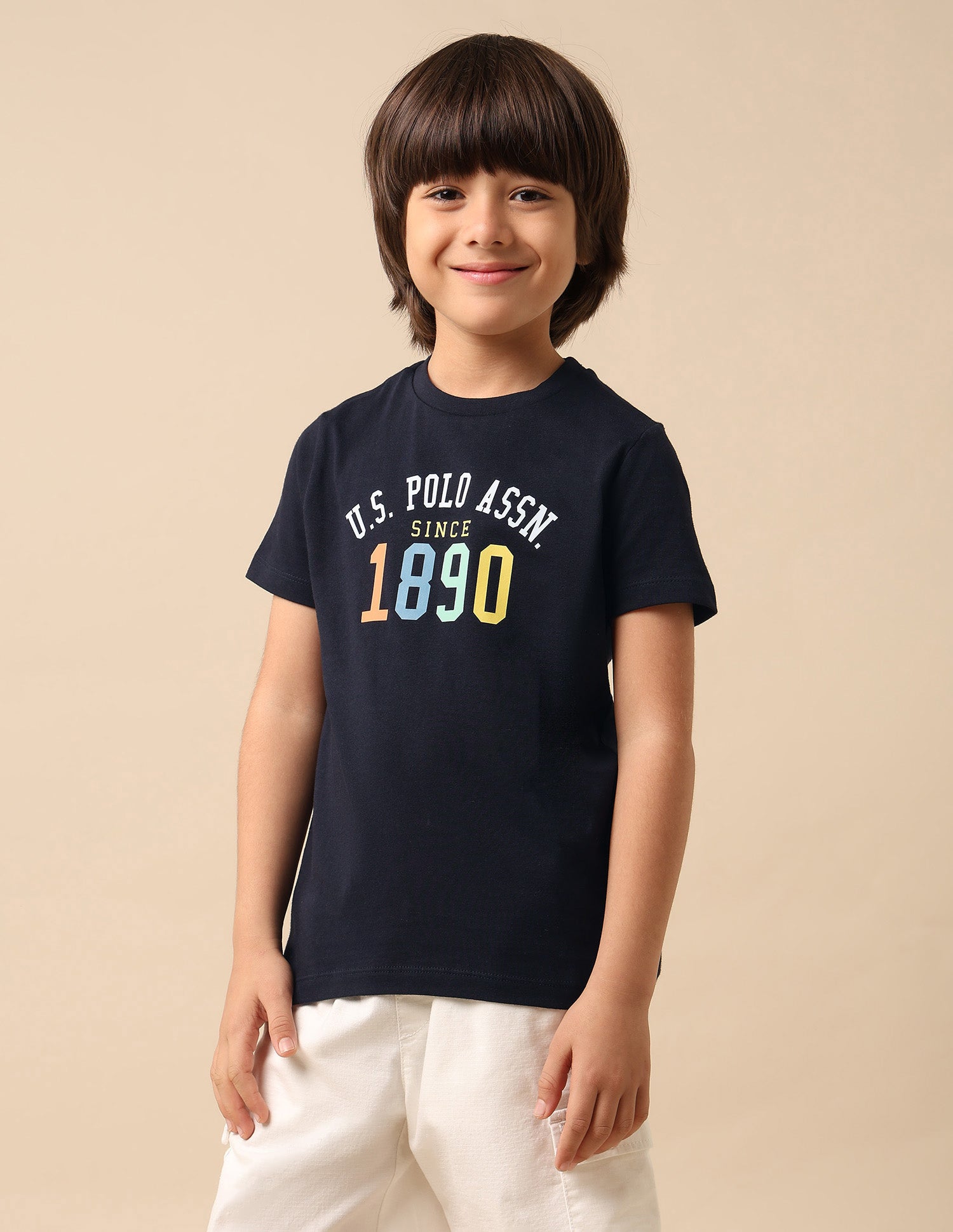 Boys Pure Cotton Brand Printed T Shirt Navy - U.S. POLO ASSN. | Large
