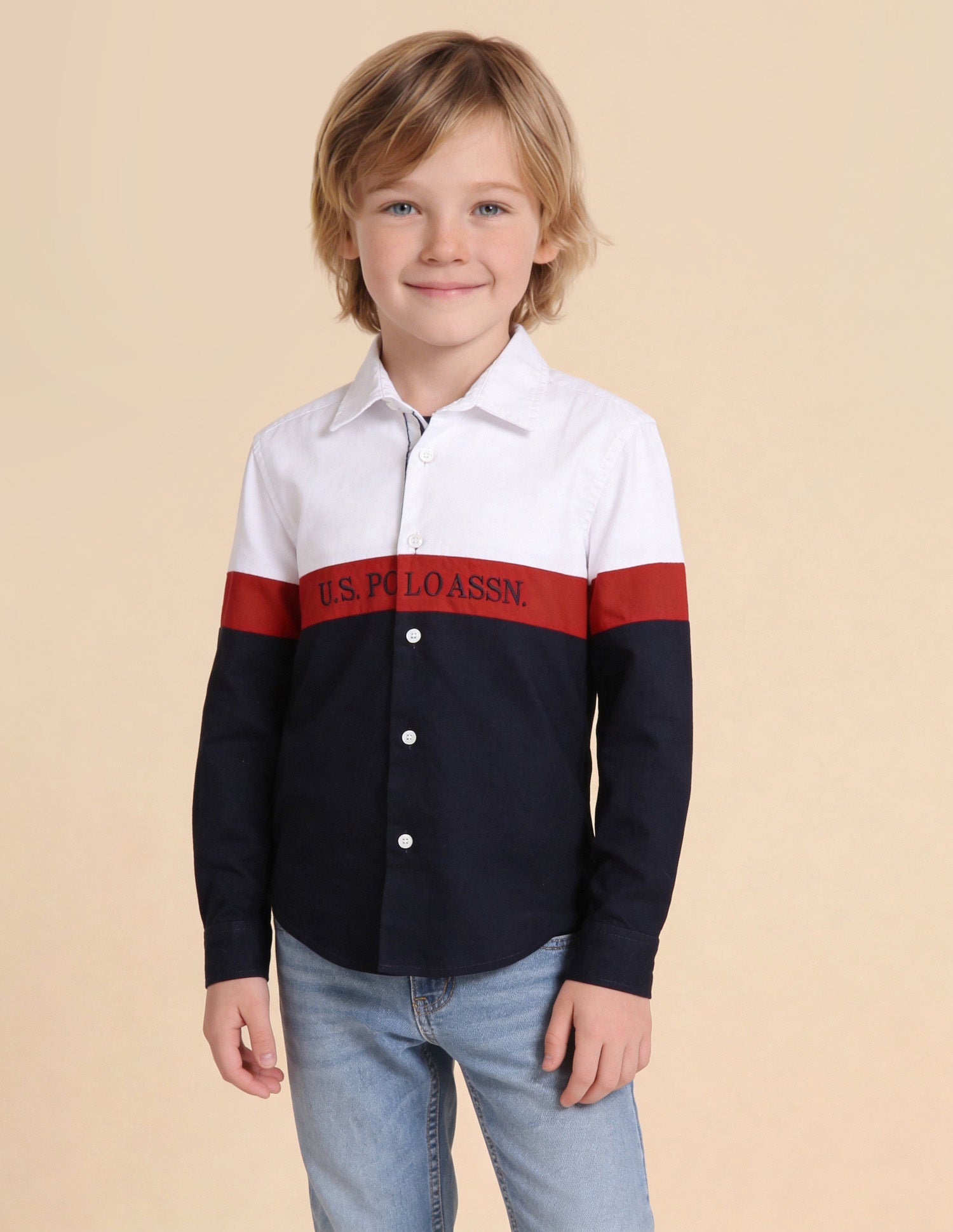 Colorblocked Brand Embroidered Oxford Shirt White - U.S. Polo Assn. India | Large