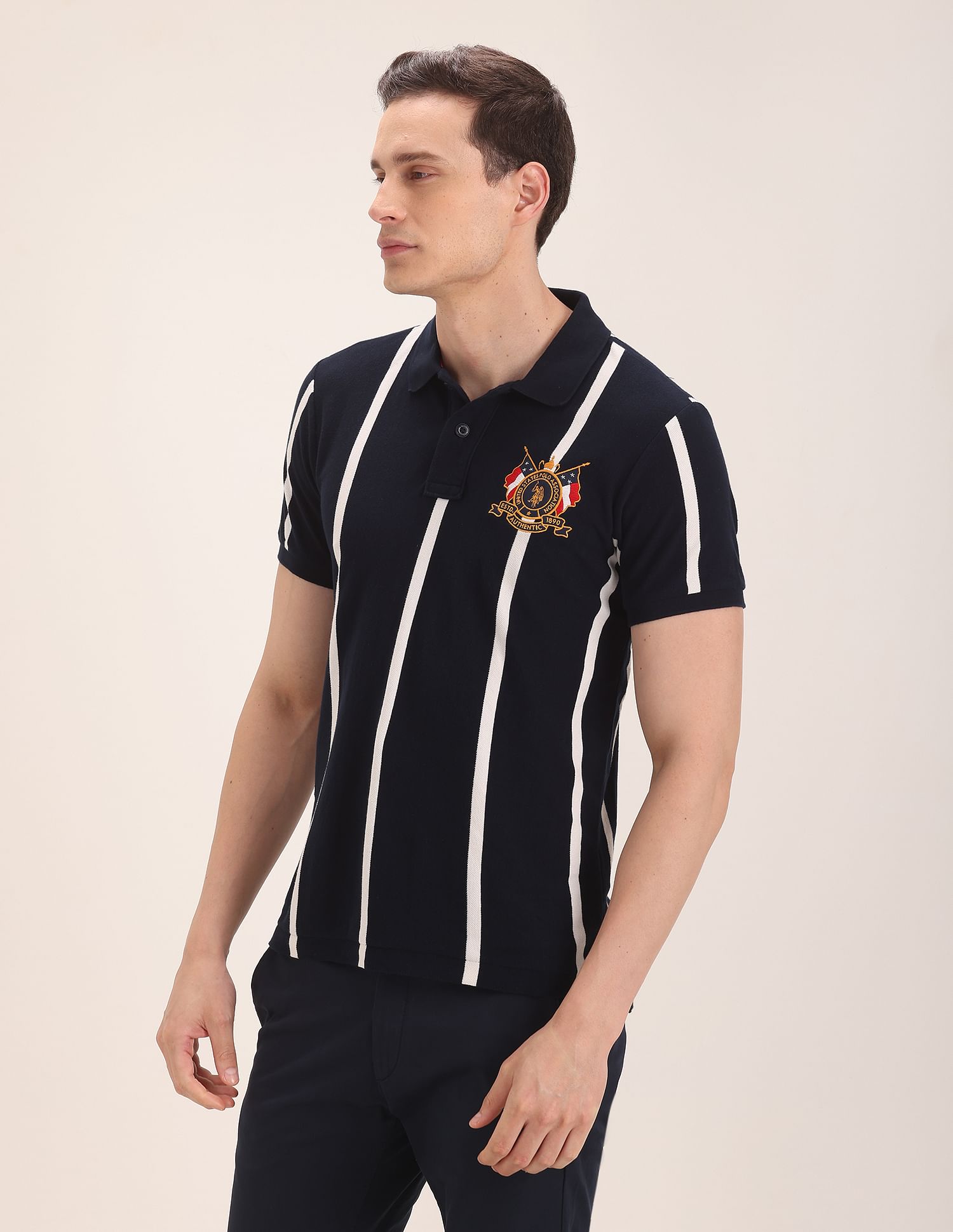 Crest Embroidered Striped Polo Shirt – U.S. Polo Assn. India