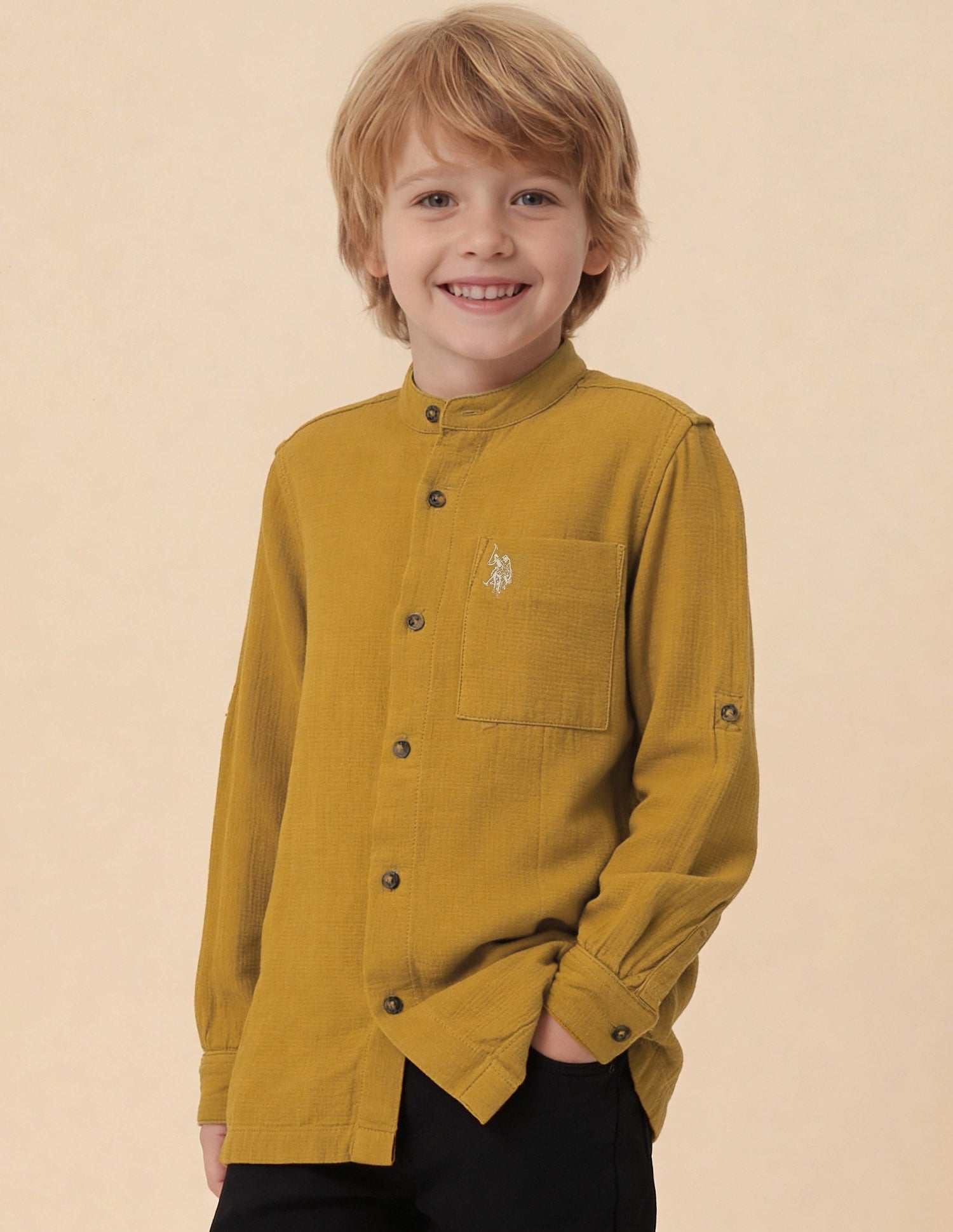 Solid Regular Fit Shirt Mustard - U.S. Polo Assn. India | Large