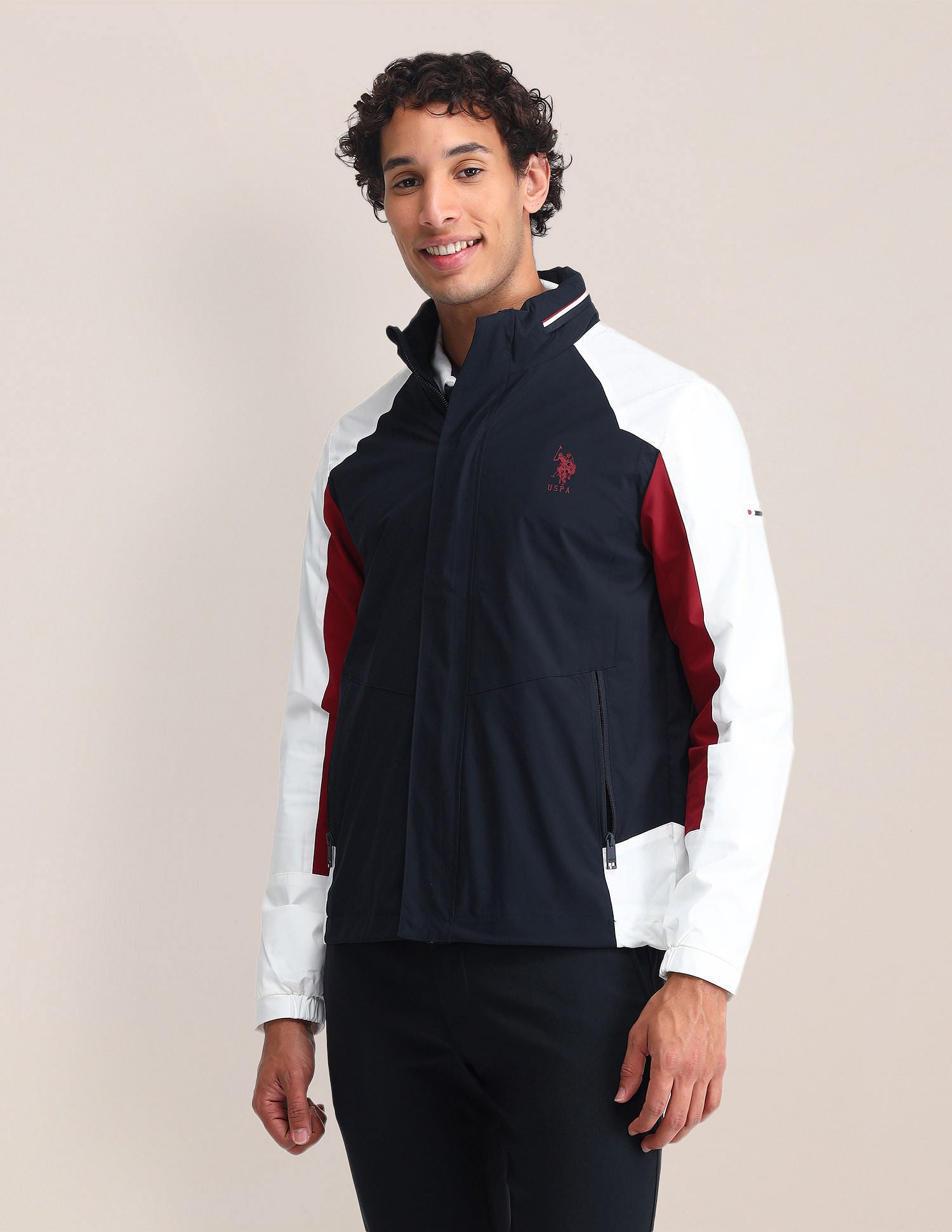 Colour Blocked Regular Fit Jacket Navy - U.S. POLO ASSN. | Large