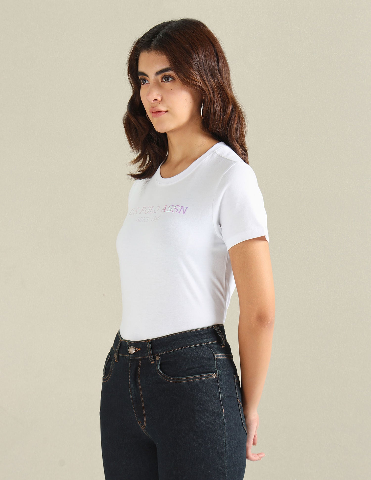 Pure Cotton Brand Print T-Shirt White - U.S. Polo Assn. India | Large