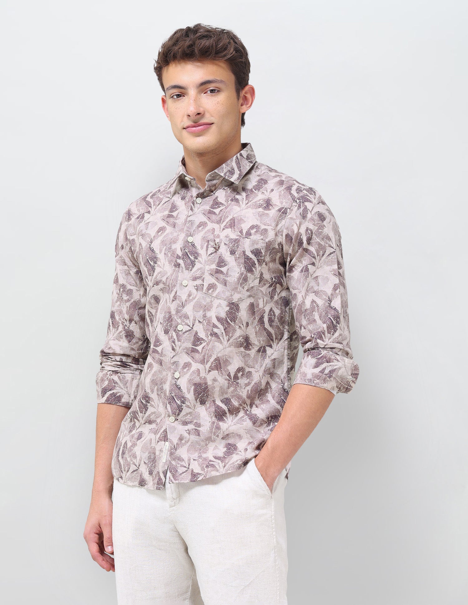 Tropical Printed Regular Fit Shirt Wine - U.S. Polo Assn. India | Large