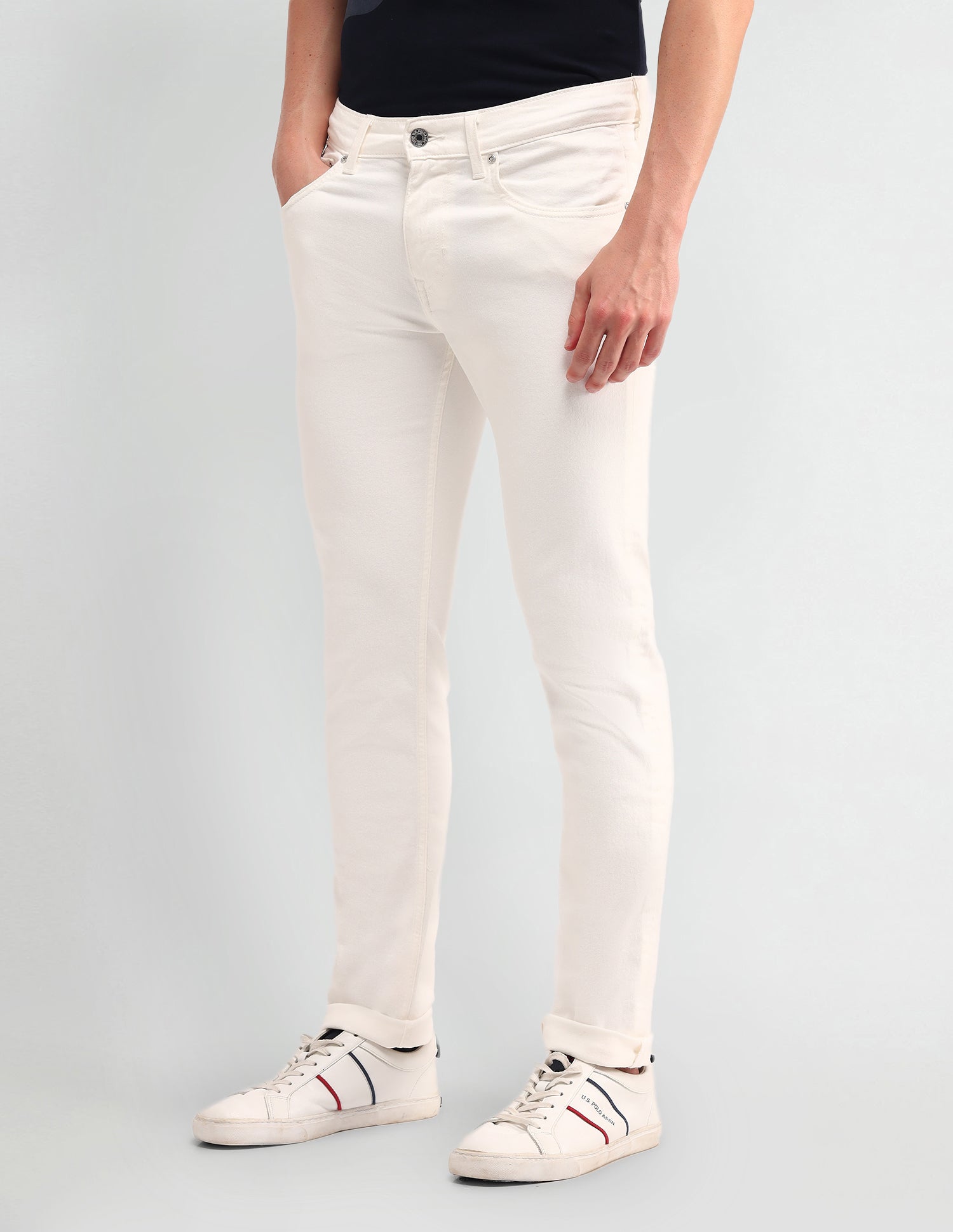 Brandon Slim Tapered Fit White Jeans White - U.S. POLO ASSN. | Large