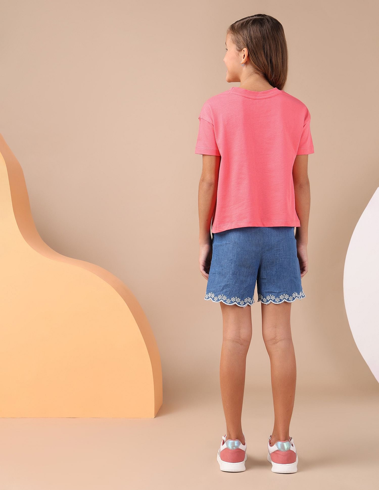 Girls Puff Print Regular Fit T-Shirt Coral - U.S. POLO ASSN. | Large