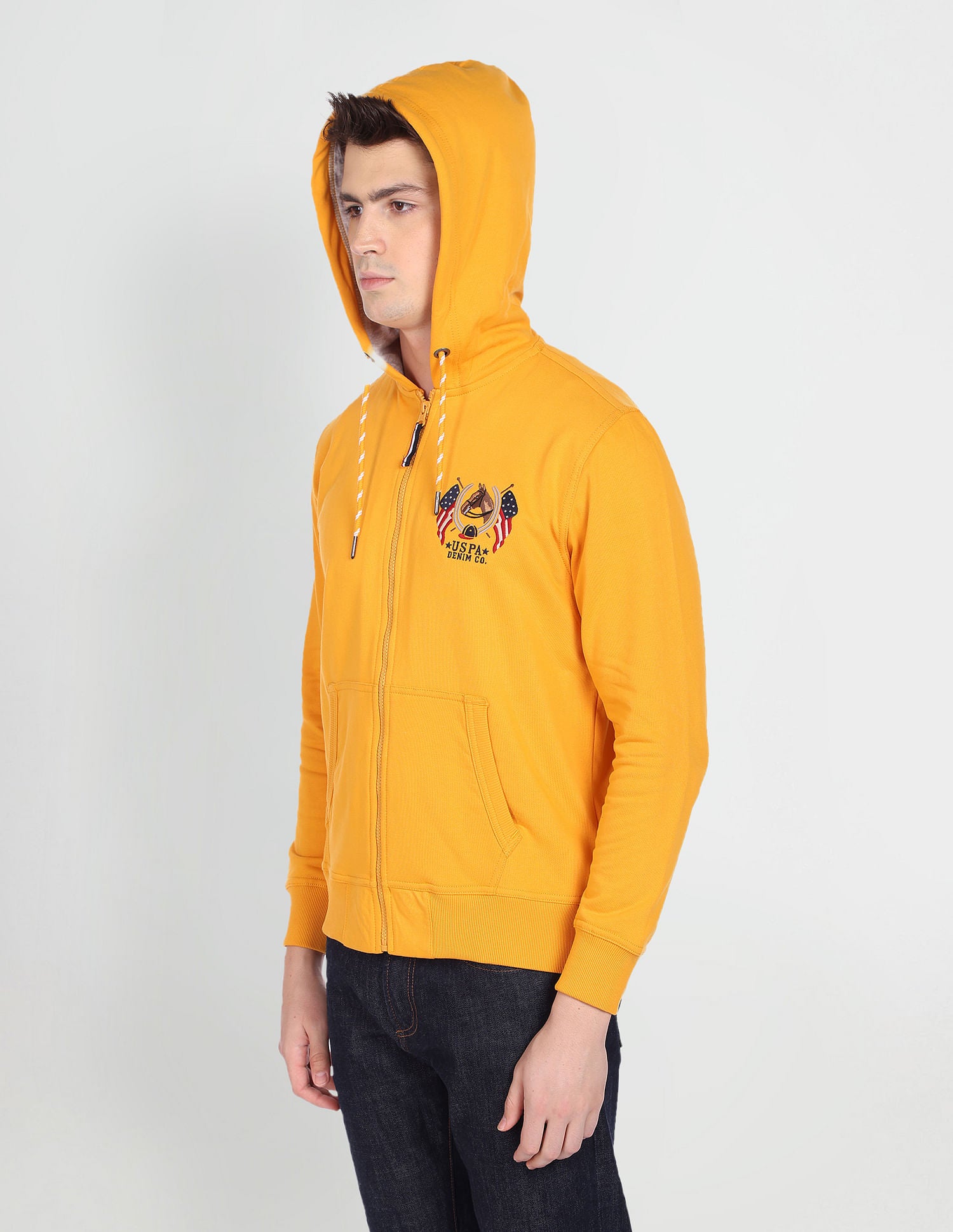 Solid Hooded Sweatshirt Mustard - U.S. Polo Assn. India | Large