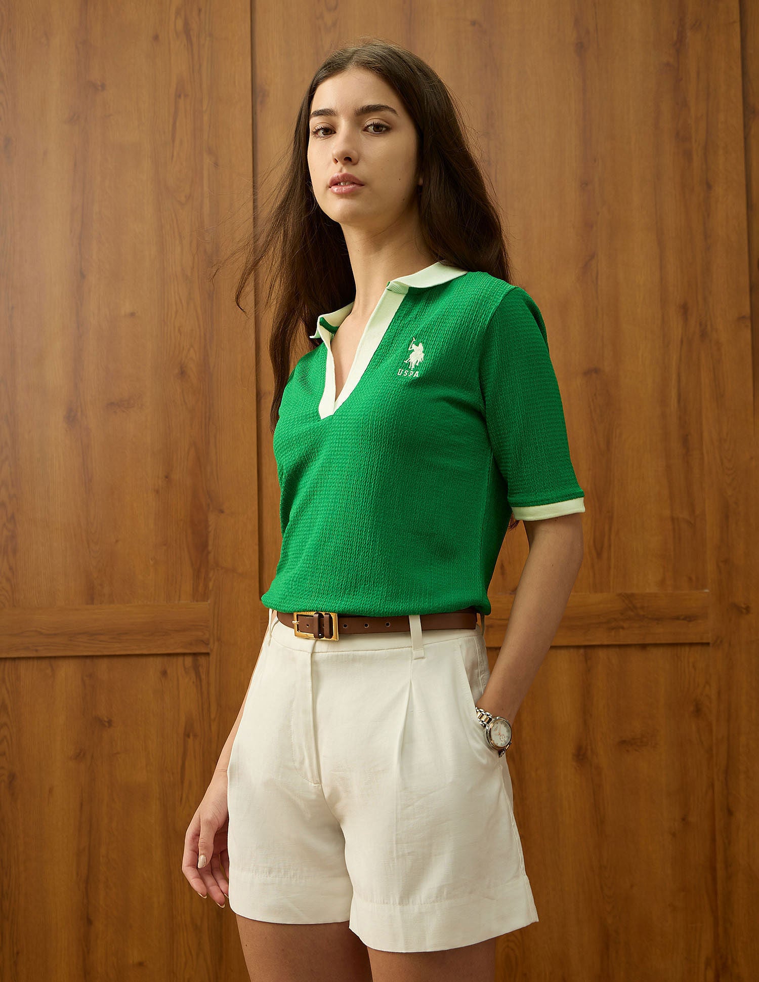 Regular Fit Textured Polo Shirt Green - U.S. POLO ASSN. | Large