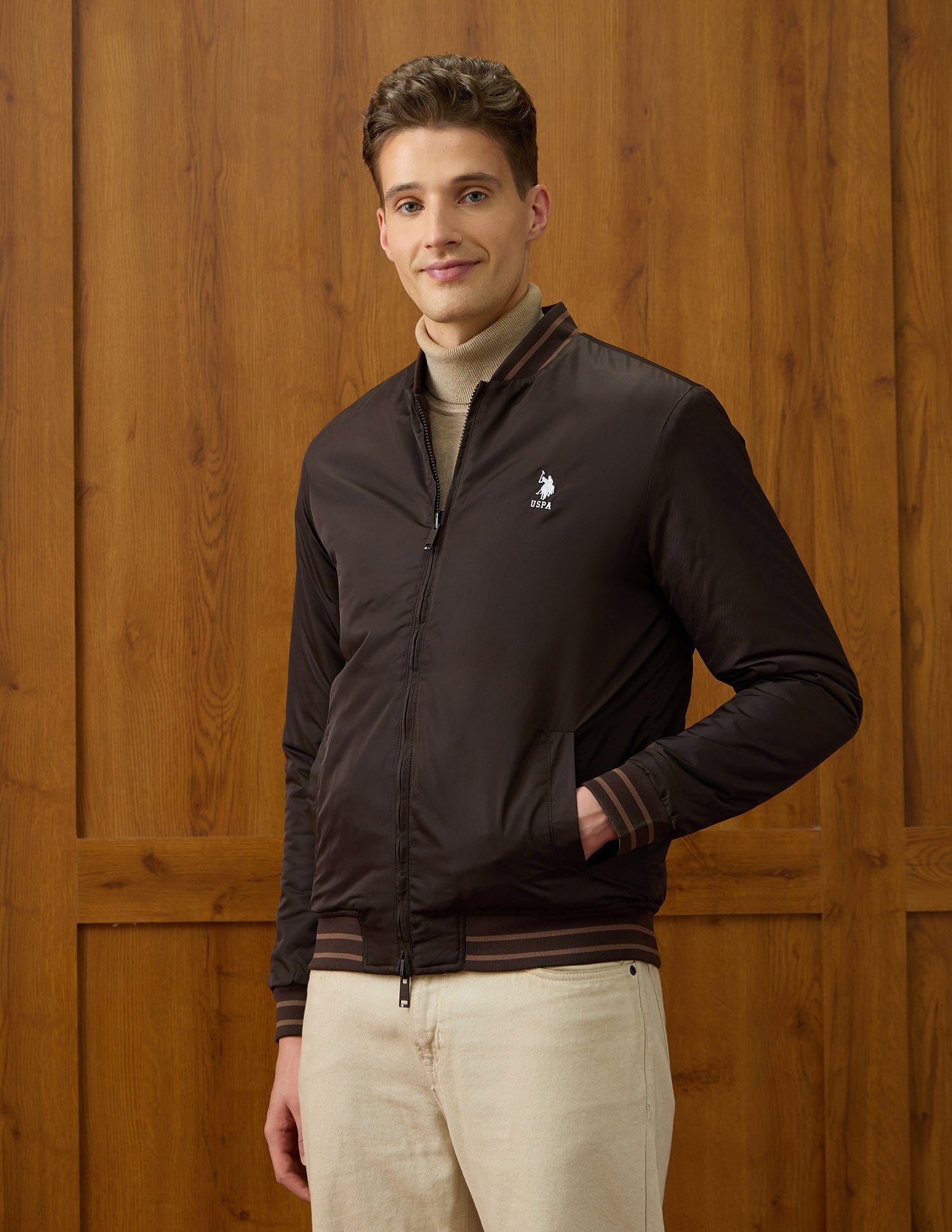 Reversible Equestrian Aisle Theater Jacket Choco - U.S. Polo Assn. India | Large