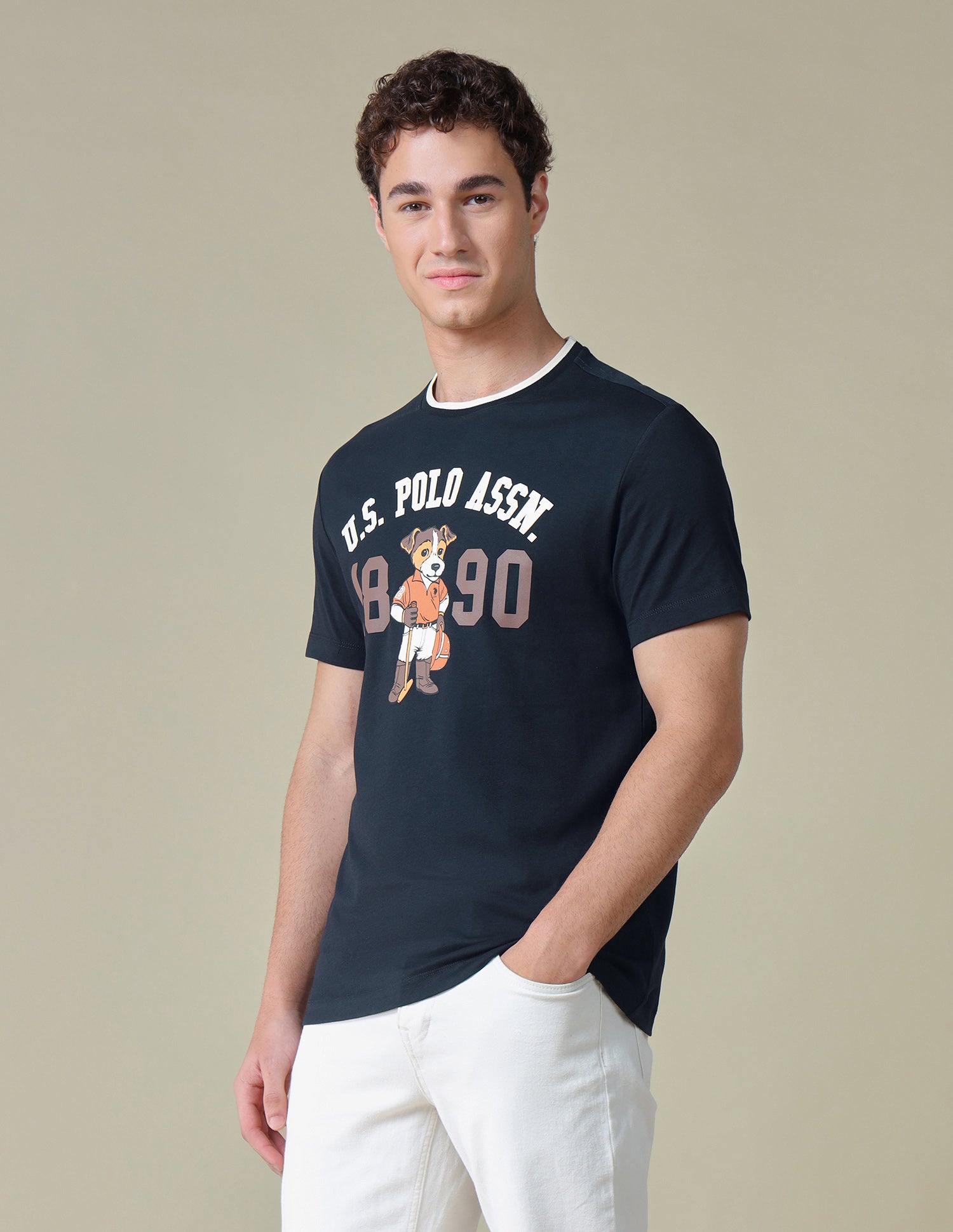 Graphic Brand Printed Slim Fit T-Shirt Navy - U.S. Polo Assn. India | Large