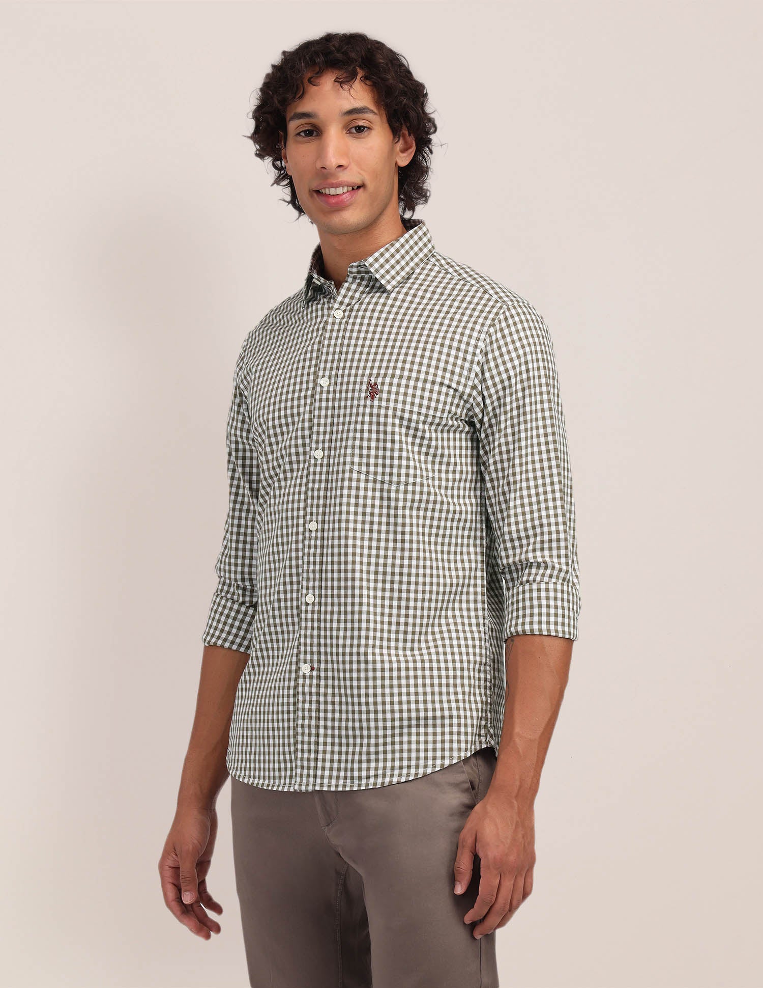 Buffalo Checked Poplin Shirt Green - U.S. Polo Assn. India | Large