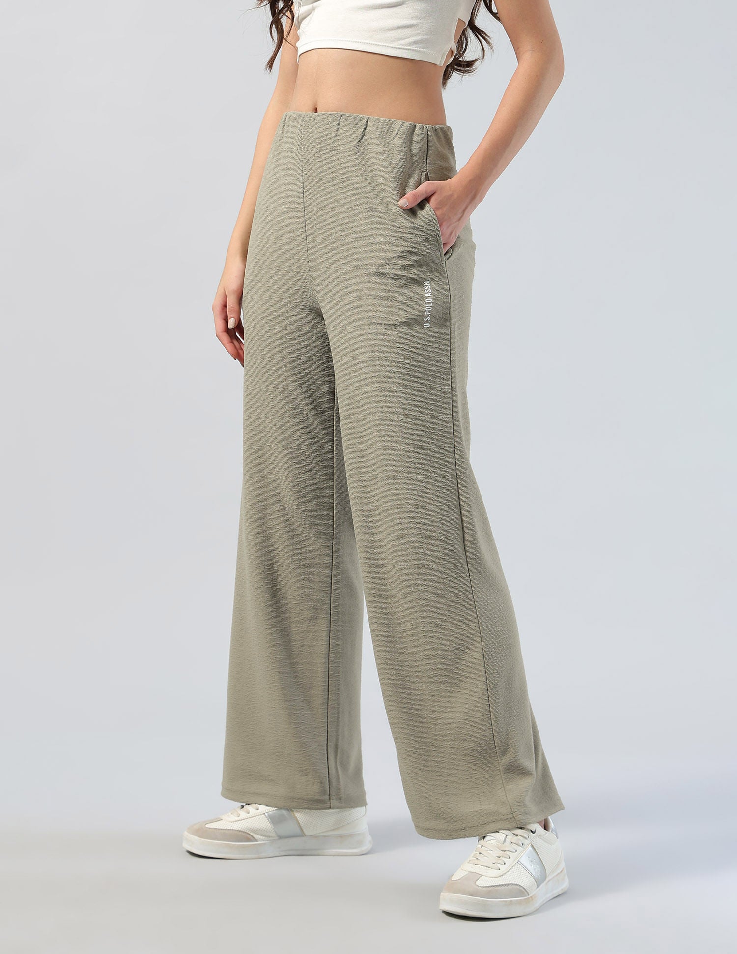 Textured Straight Fit Lounge Trousers Green - U.S. POLO ASSN. | Large