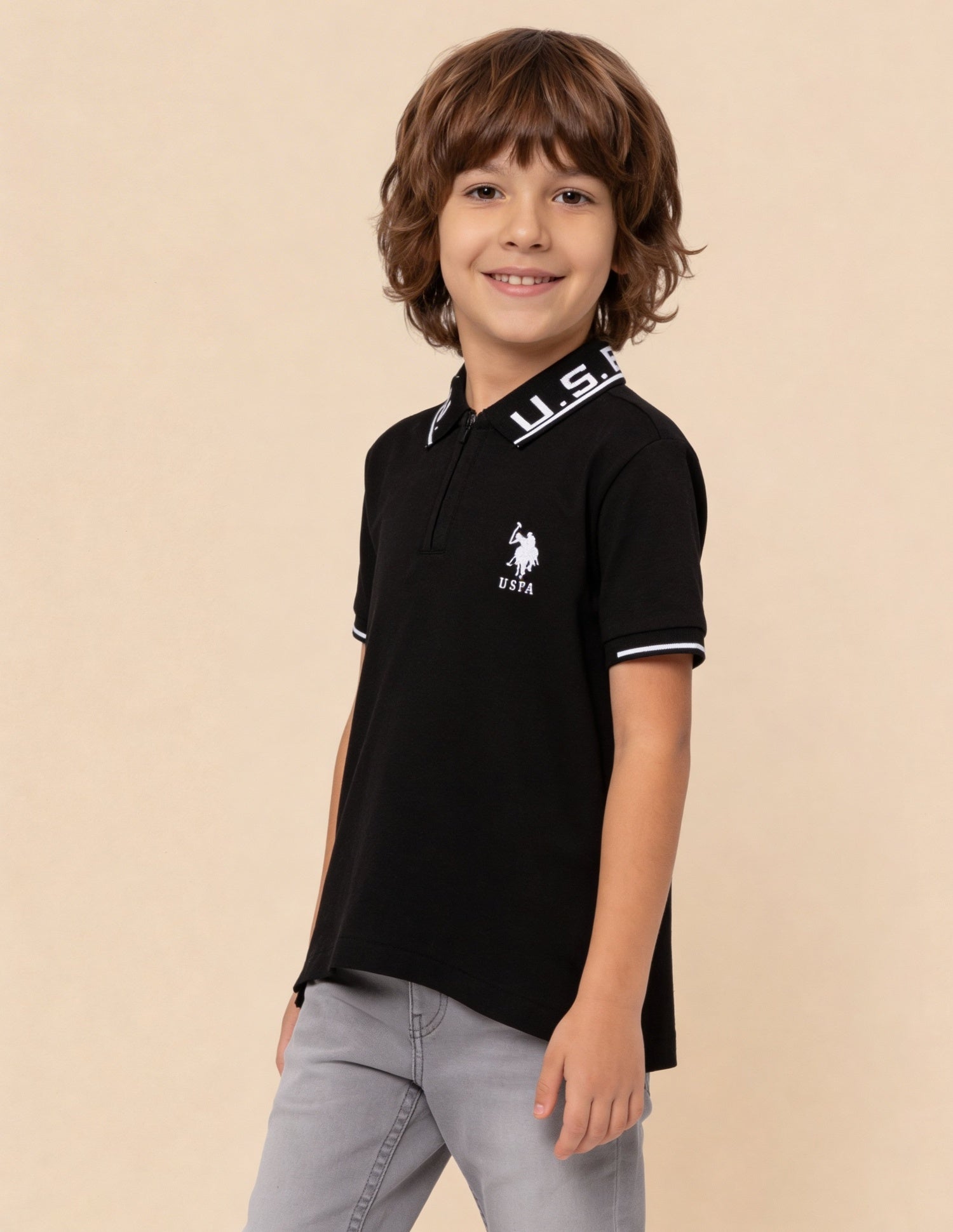 Solid Regular Fit Polo Shirt Black - U.S. Polo Assn. India | Large