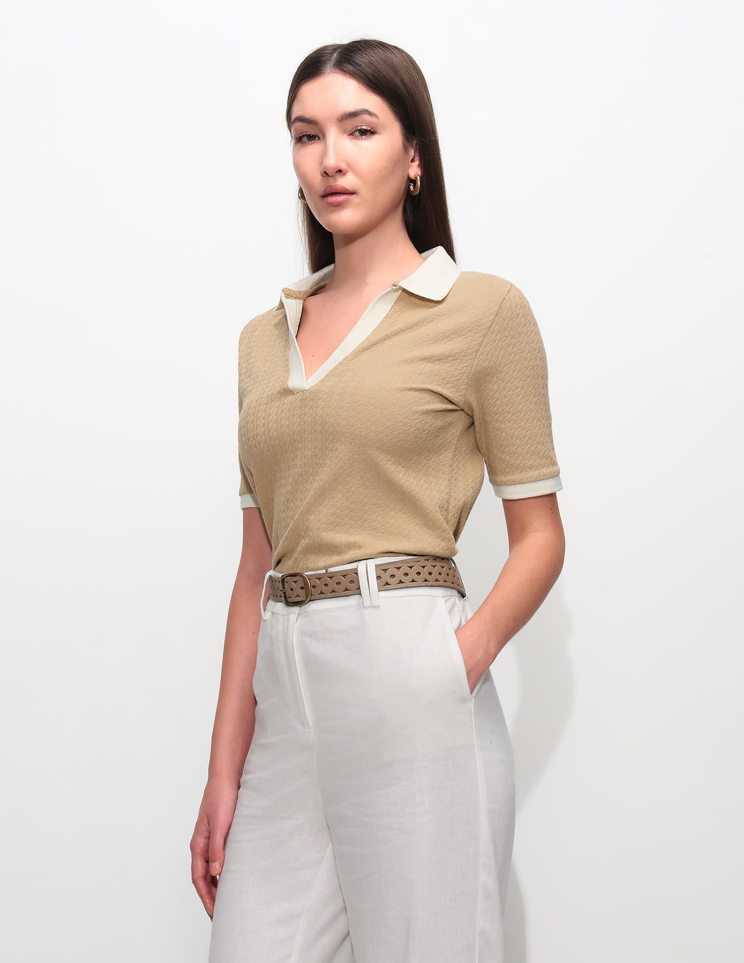 Regular Fit Textured Polo Shirt Light Brown - U.S. Polo Assn. India | Large