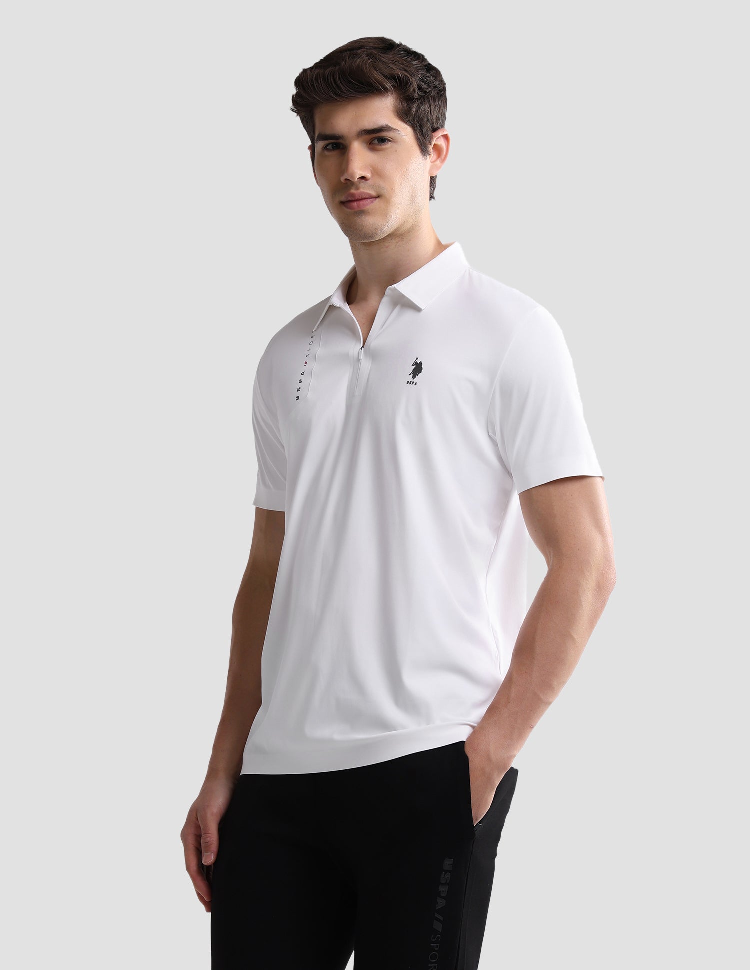 Solid Slim Fit Active Polo Shirt White - U.S. Polo Assn. India | Large