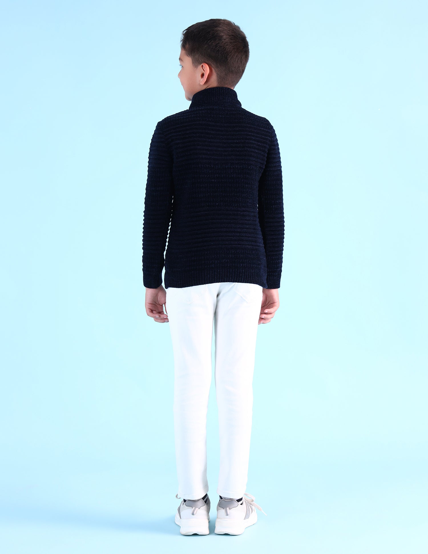 Boys Textured Regular Fit Sweater Navy - U.S. POLO ASSN. | Large