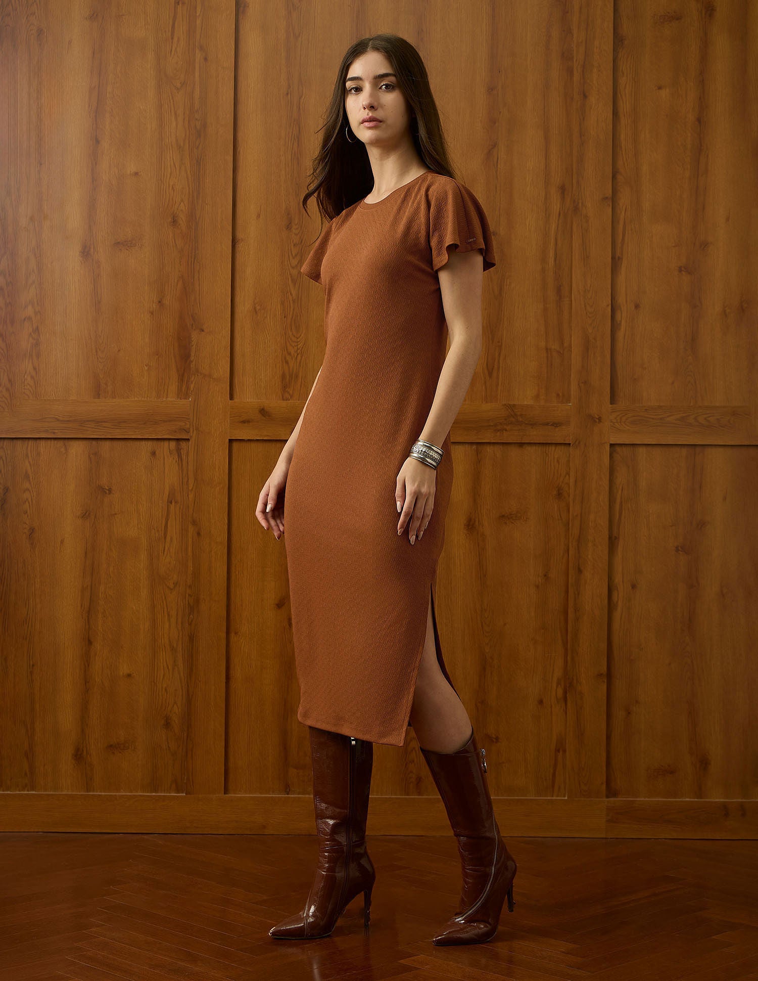 Textured Sheath Dress Rust - U.S. POLO ASSN. | Large