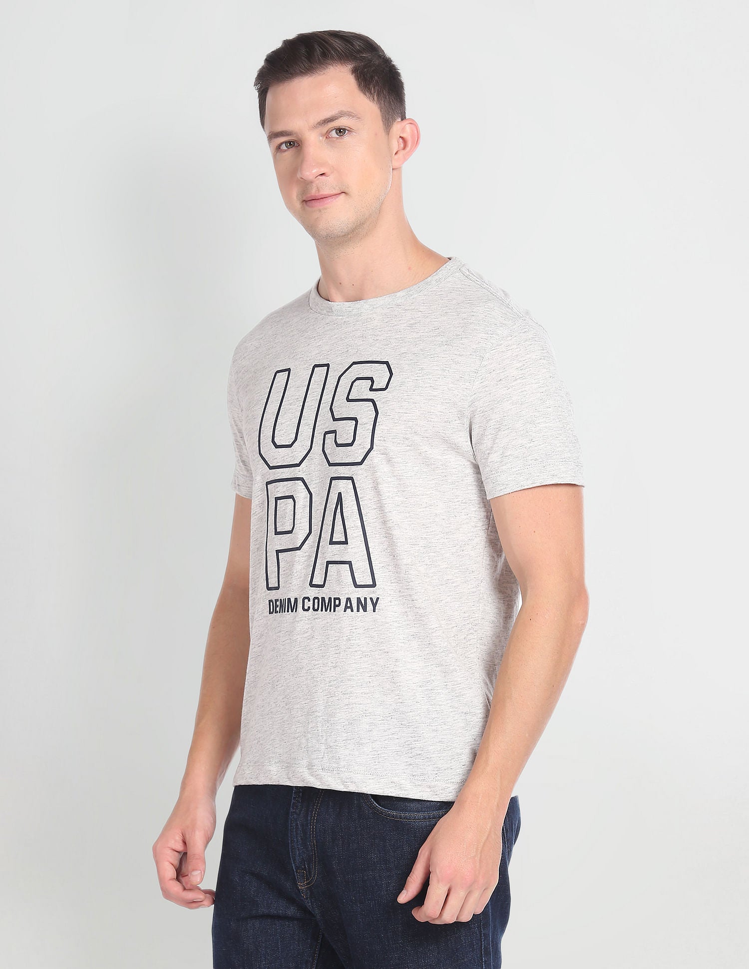 Brand Print Heathered T-Shirt Grey - U.S. POLO ASSN. | Large