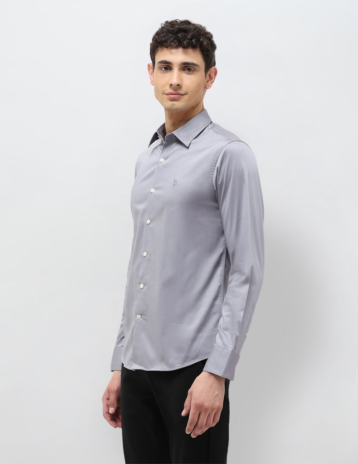 Satin Tailored Fit Shirt Grey - U.S. POLO ASSN. | Large