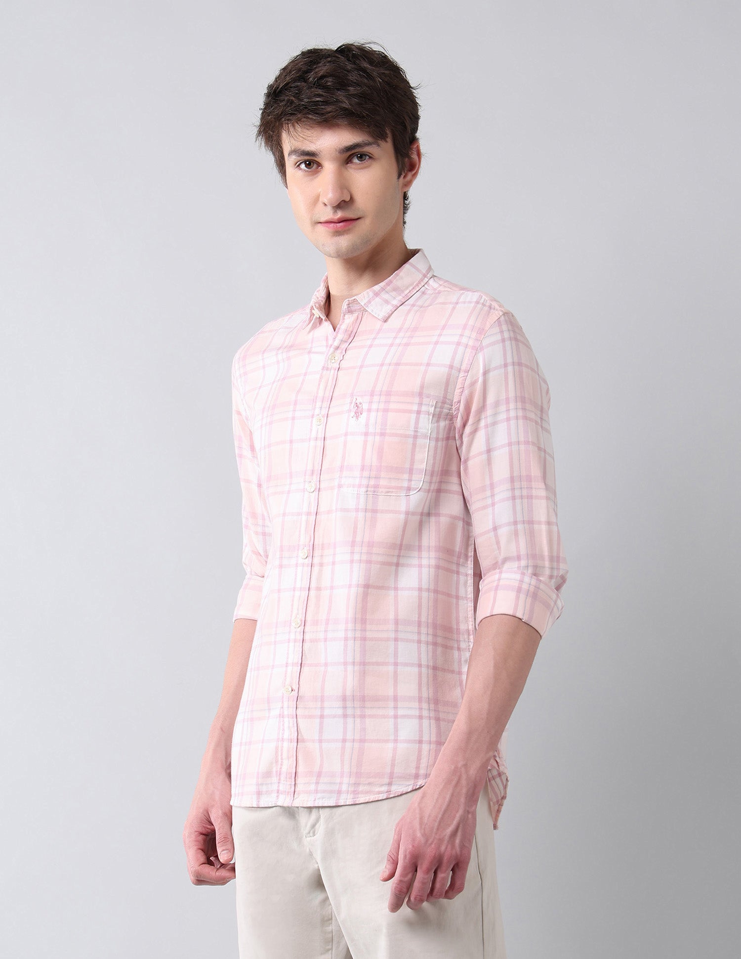 Plaid Checked Regular Fit Shirt Pink - U.S. Polo Assn. India | Large