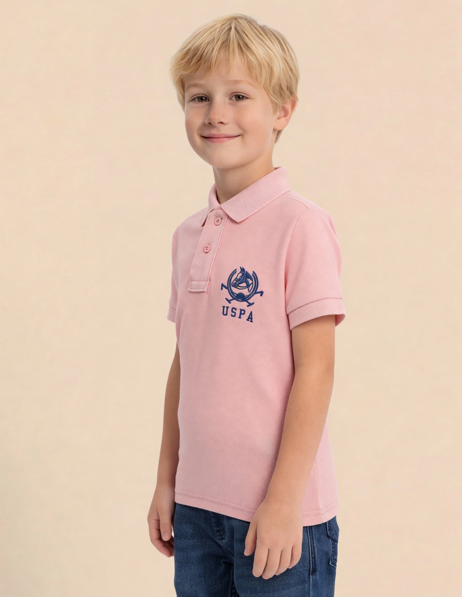 Boys Pure Cotton Polo Shirt Pink - U.S. Polo Assn. India | Large