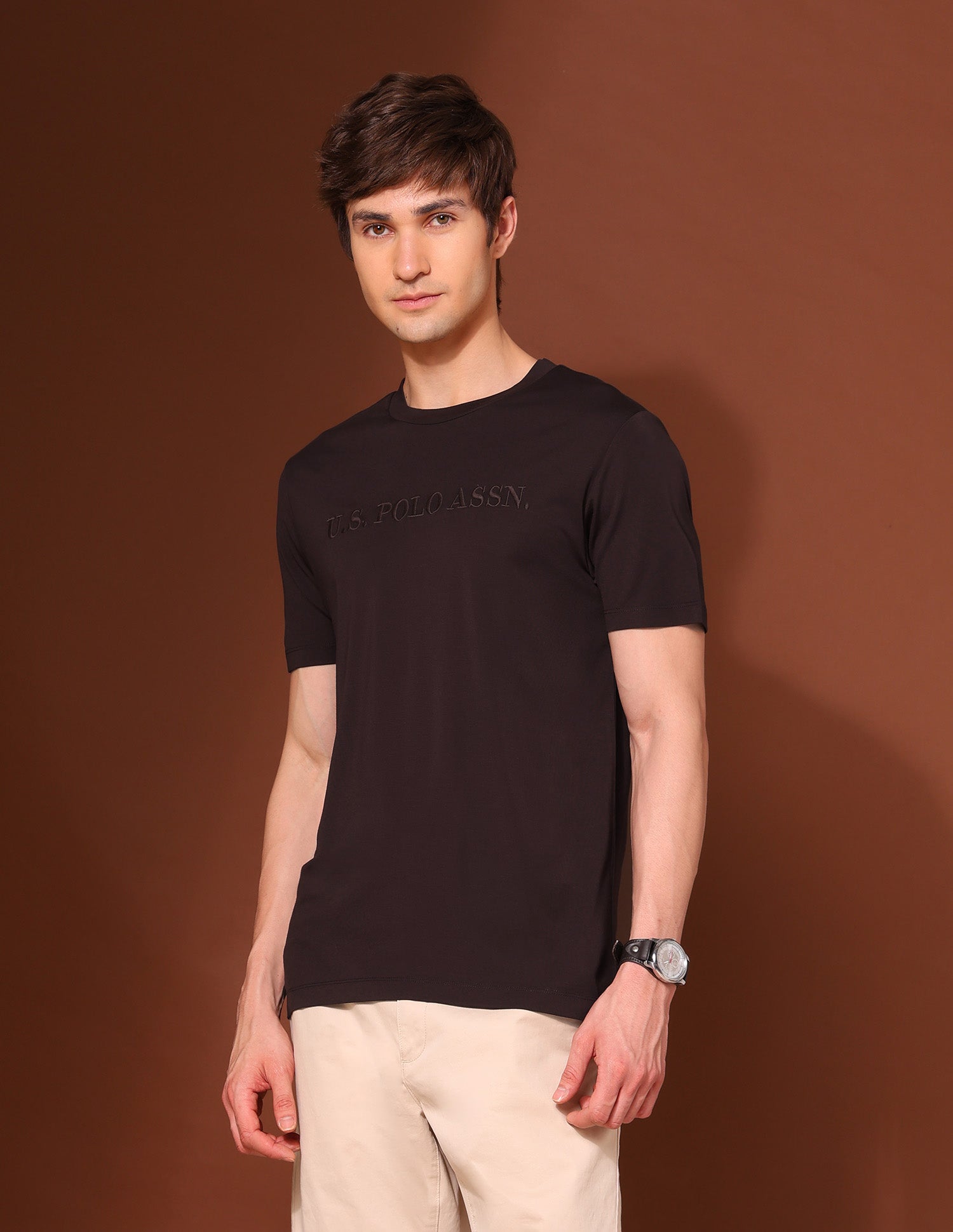 Brand Embroidered Classic T-Shirt Dark Brown - U.S. POLO ASSN. | Large